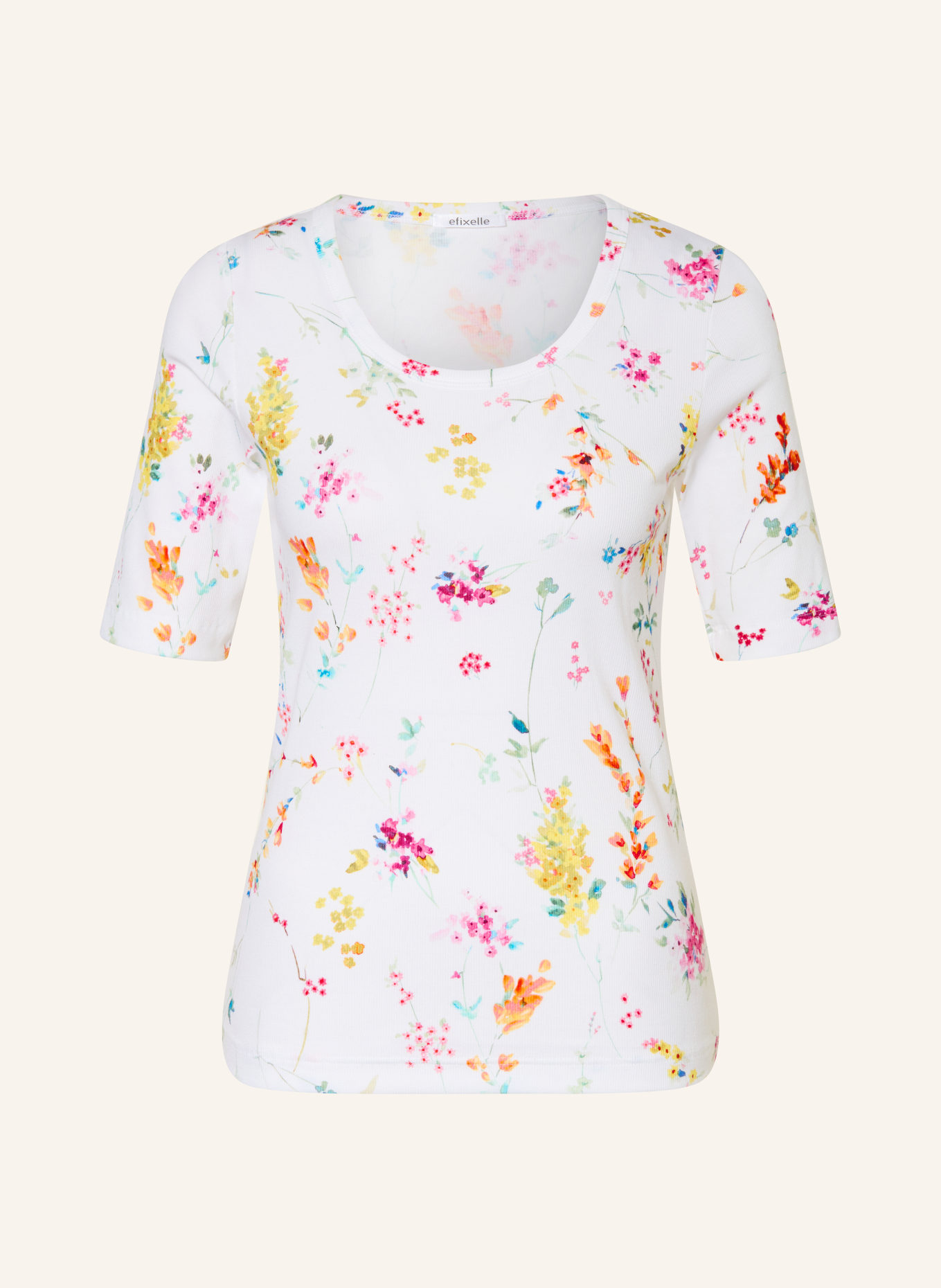 efixelle T-Shirt: CREME / ORANGE / HELLBLAU