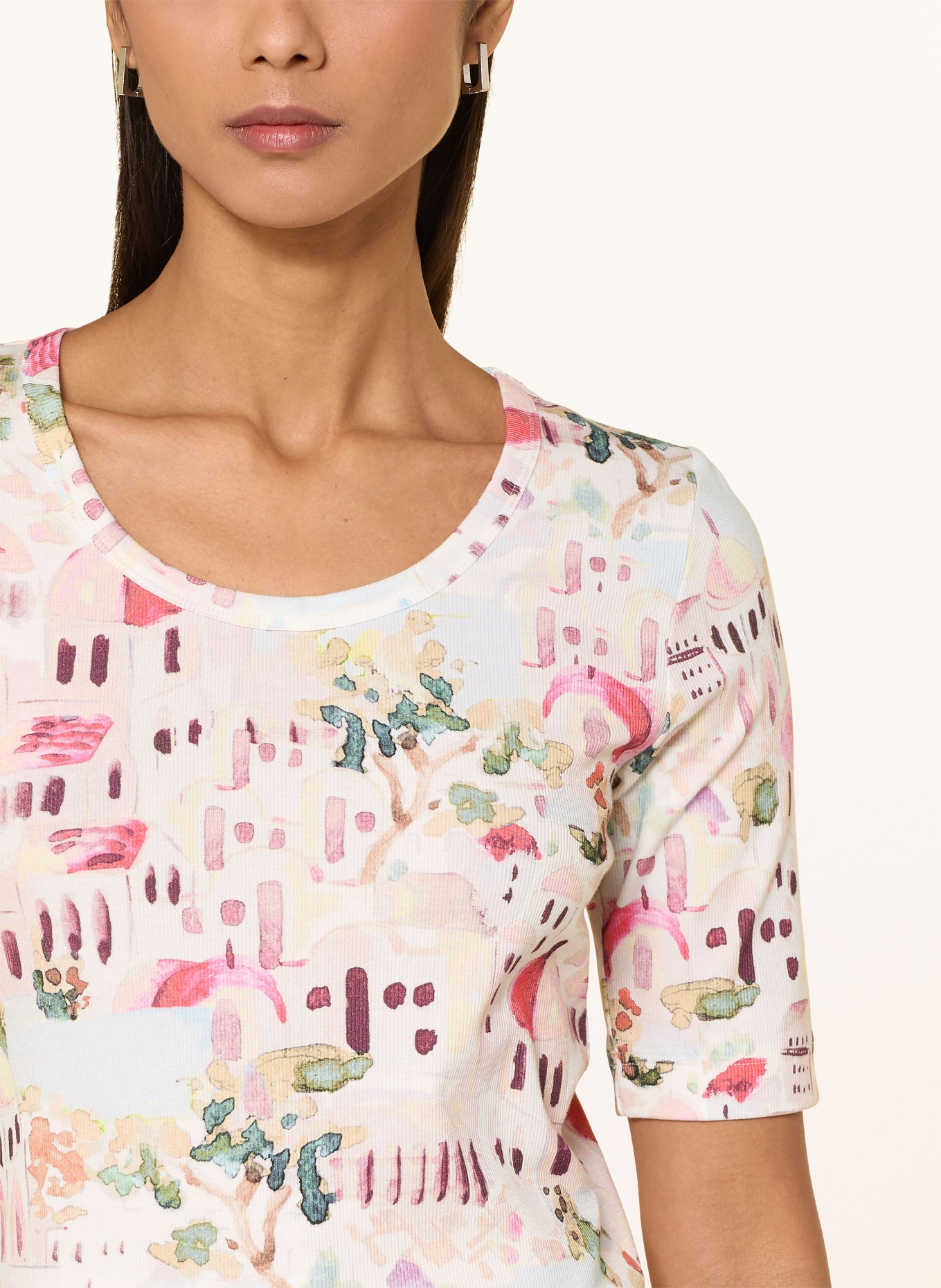 efixelle T-shirt: ECRU / LIGHT RED / LIGHT BLUE