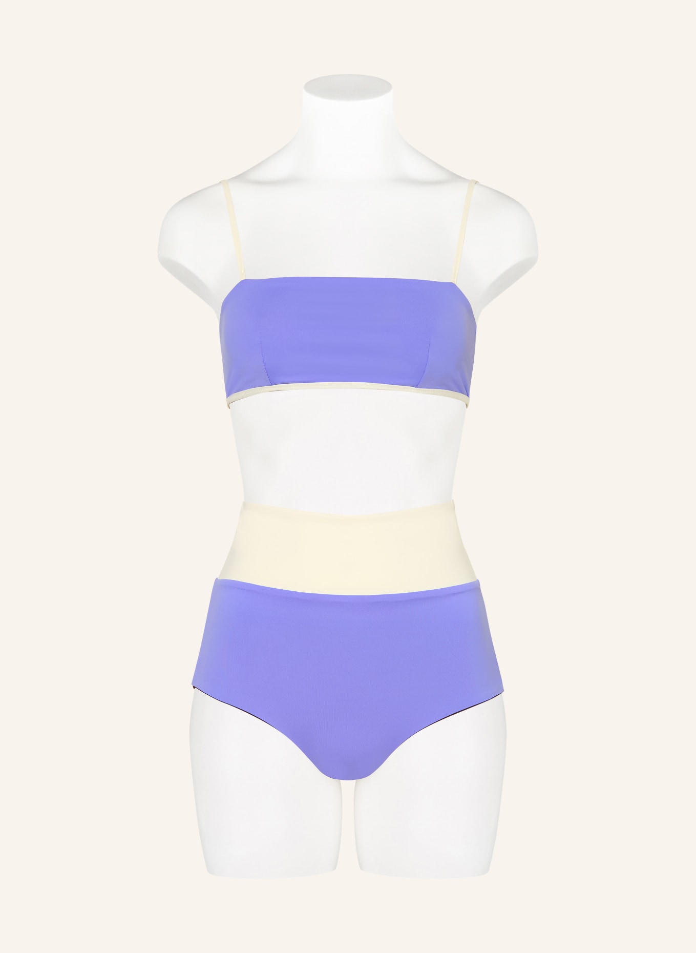 MYMARINI Bustier bikini top EASY, oboustranný, s UV ochranou 50+: SVĚTLE FIALOVÁ / TMAVĚ HNĚDÁ / KRÉMOVÁ