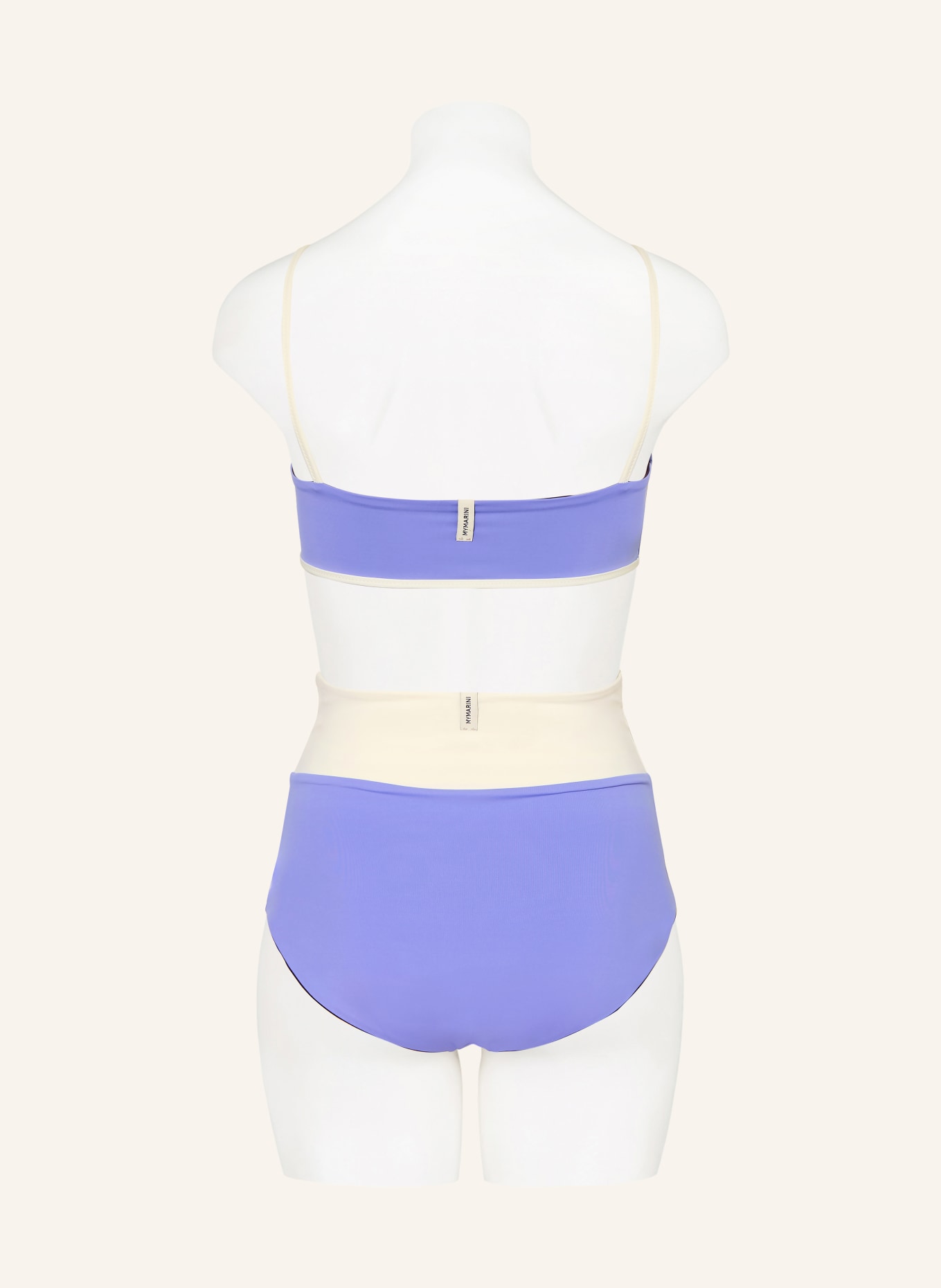 MYMARINI Bustier bikini top EASY, oboustranný, s UV ochranou 50+: SVĚTLE FIALOVÁ / TMAVĚ HNĚDÁ / KRÉMOVÁ
