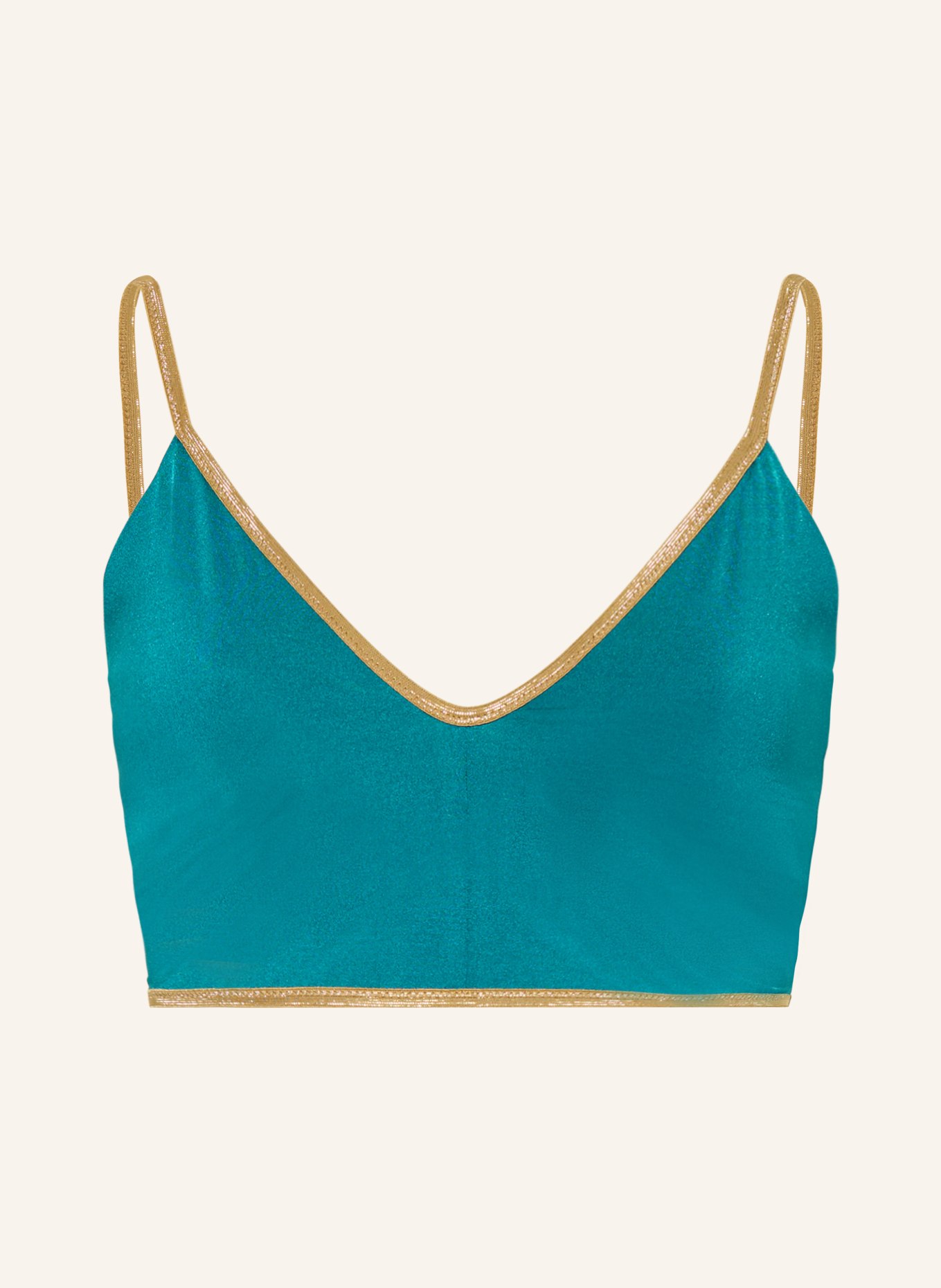 MYMARINI Bustier bikiny VACATION TOP SHINE, oboustranné, s UV ochranou 50+: PETROLEJOVÁ / ZLATÁ / SVĚTLE ZELENÁ