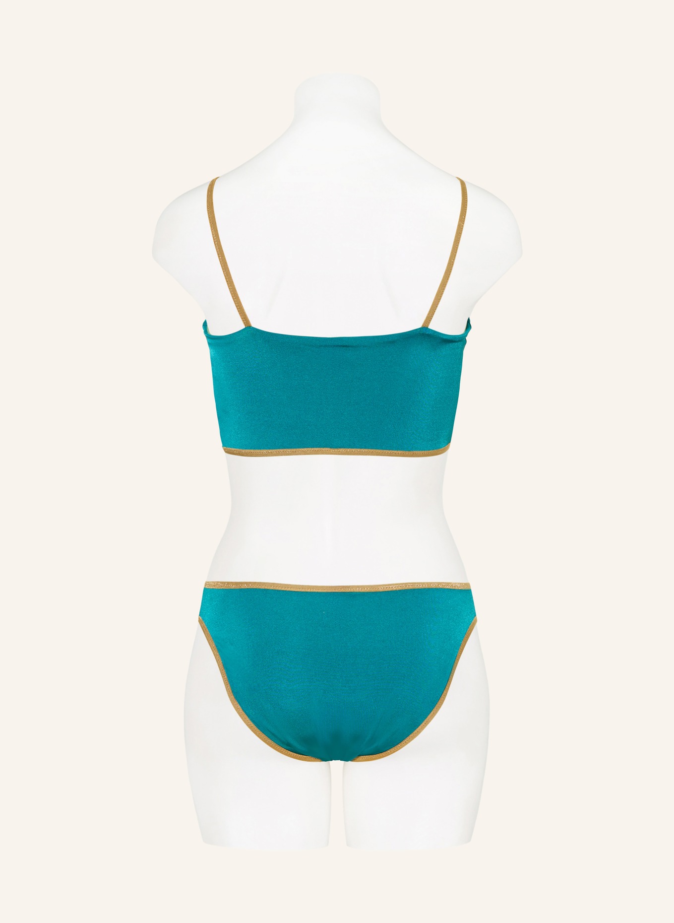 MYMARINI Bustier bikiny VACATION TOP SHINE, oboustranné, s UV ochranou 50+: PETROLEJOVÁ / ZLATÁ / SVĚTLE ZELENÁ