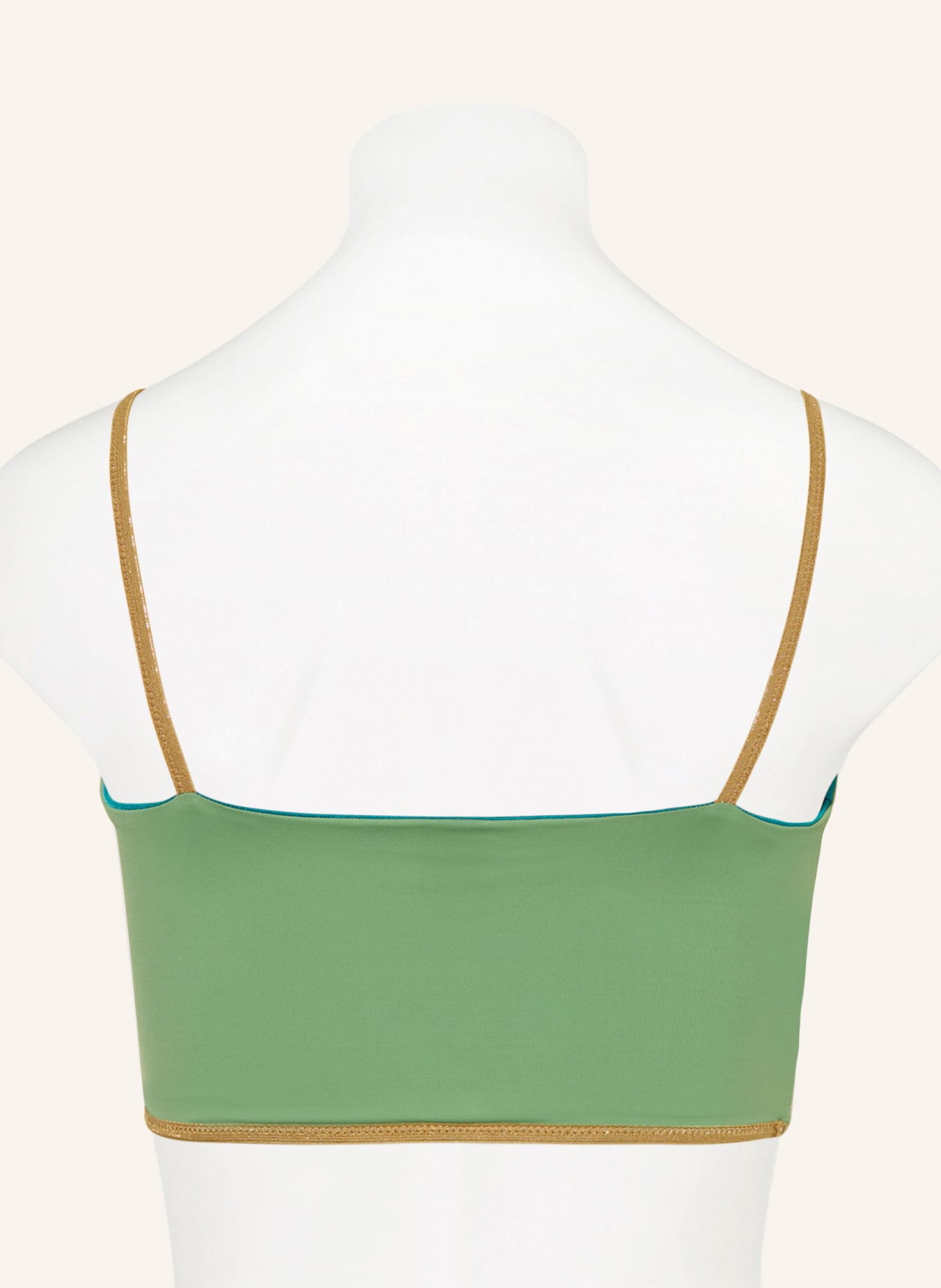 MYMARINI Bustier bikiny VACATION TOP SHINE, oboustranné, s UV ochranou 50+: PETROLEJOVÁ / ZLATÁ / SVĚTLE ZELENÁ