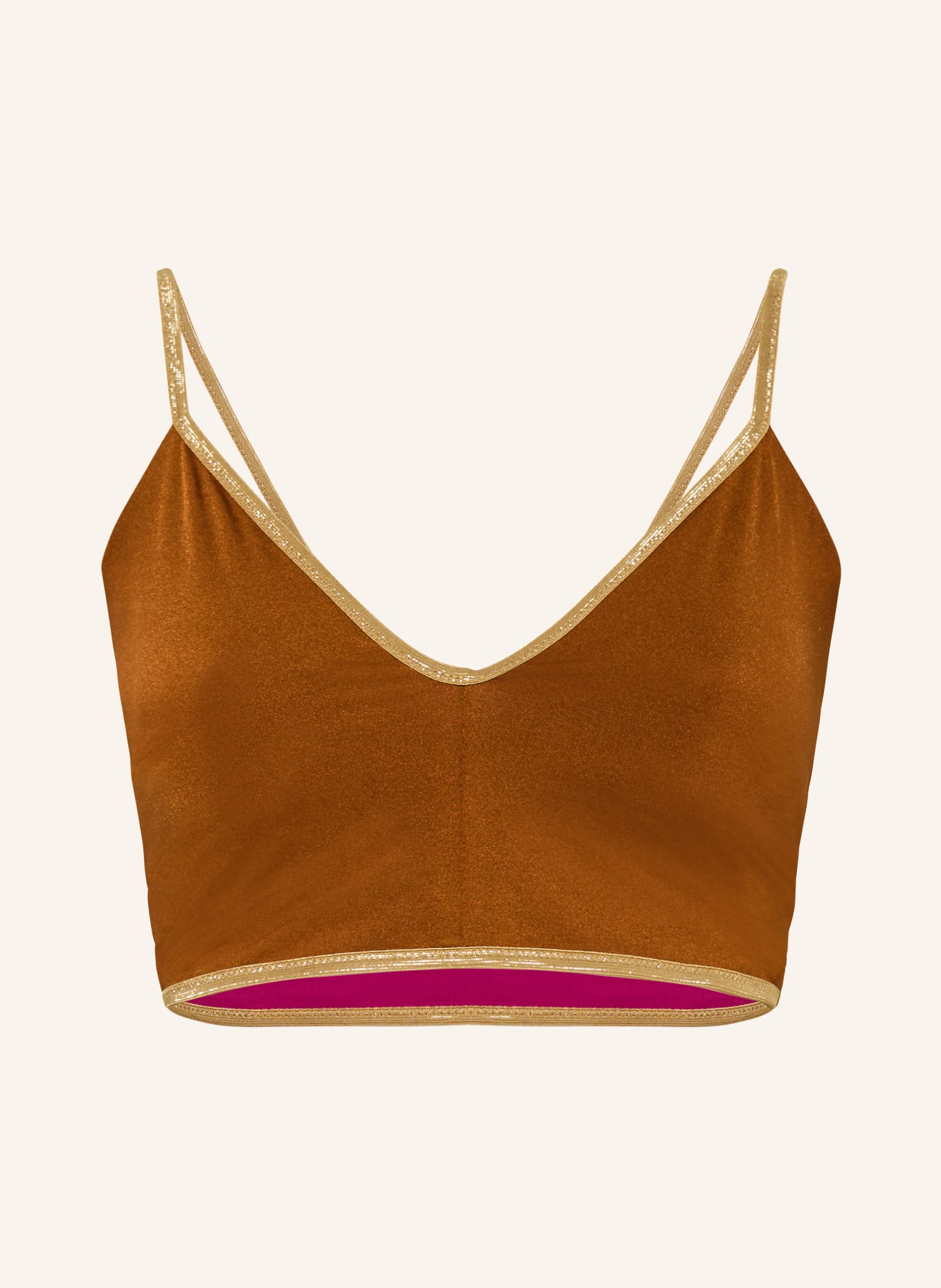 MYMARINI Bustier-Bikini-Top VACATION TOP SHINE zum Wenden mit UV-Schutz 50+: BRAUN / GOLD / PINK