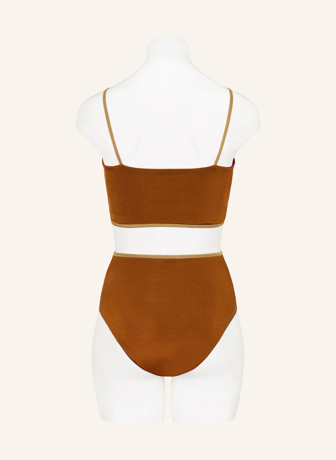 MYMARINI Bustier-Bikini-Top VACATION TOP SHINE zum Wenden mit UV-Schutz 50+: BRAUN / GOLD / PINK