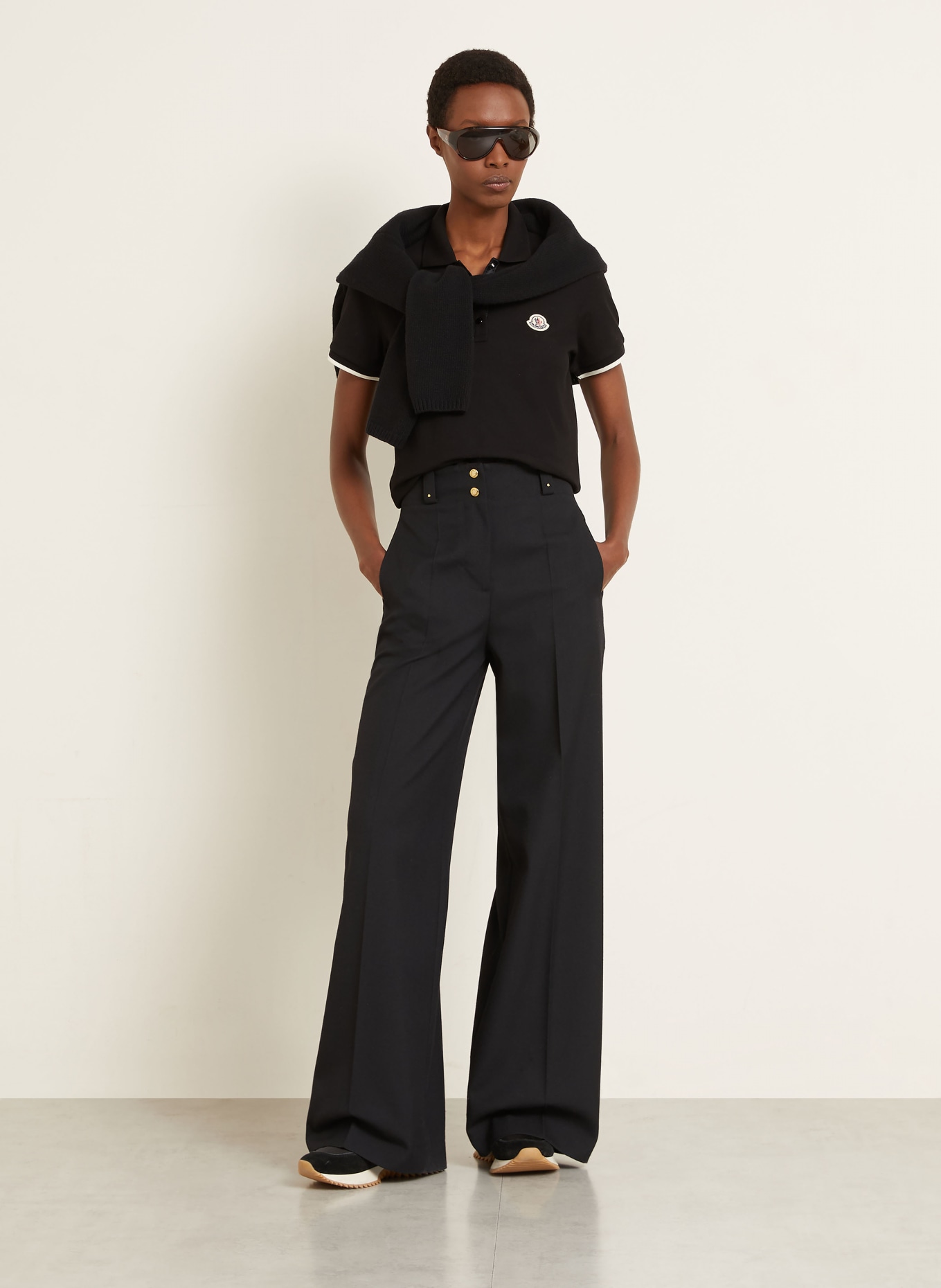 MONCLER piqué polo shirt: BLACK