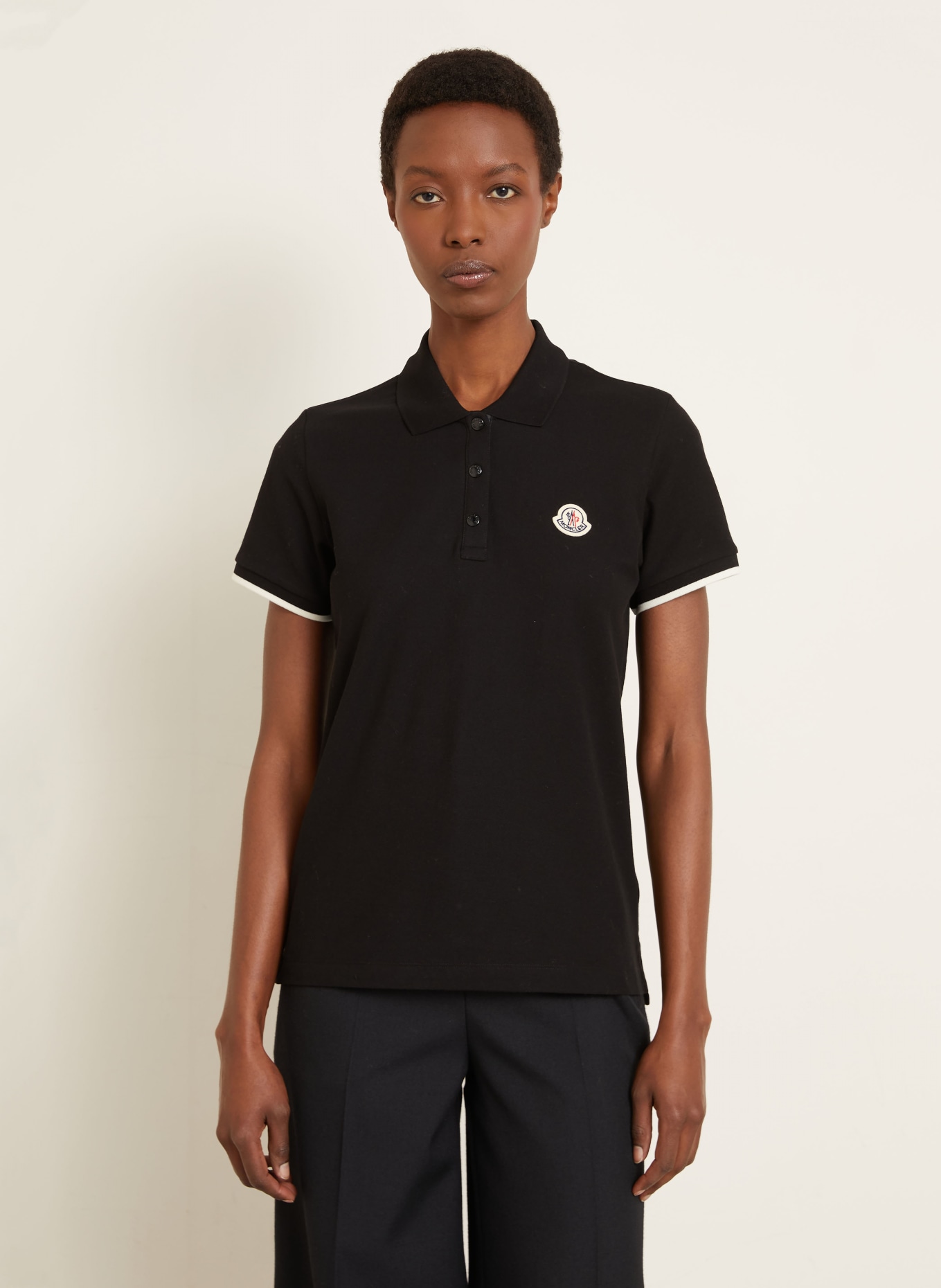 MONCLER piqué polo shirt: BLACK