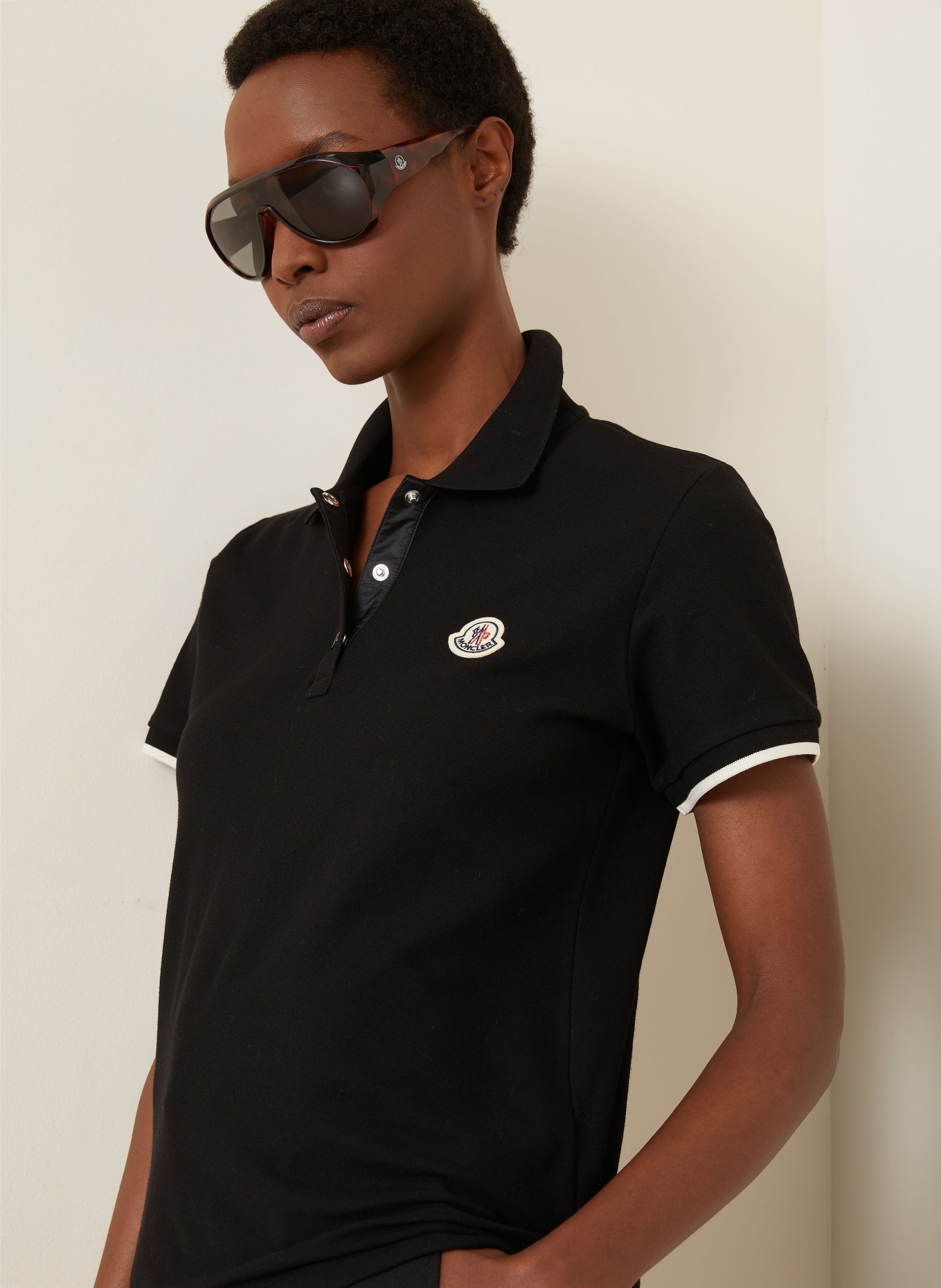MONCLER piqué polo shirt: BLACK