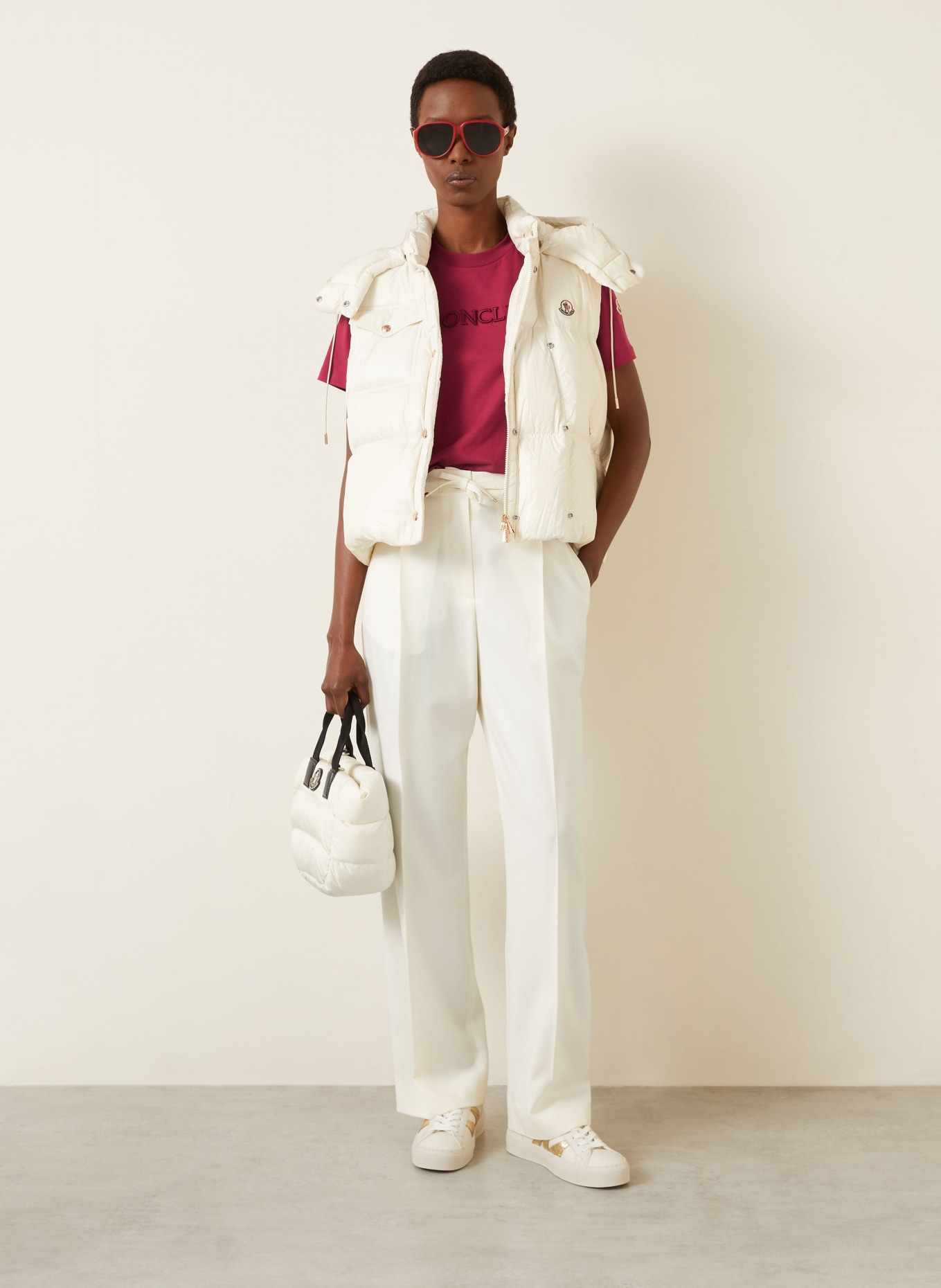 MONCLER tričko: TMAVĚ ČERVENÁ