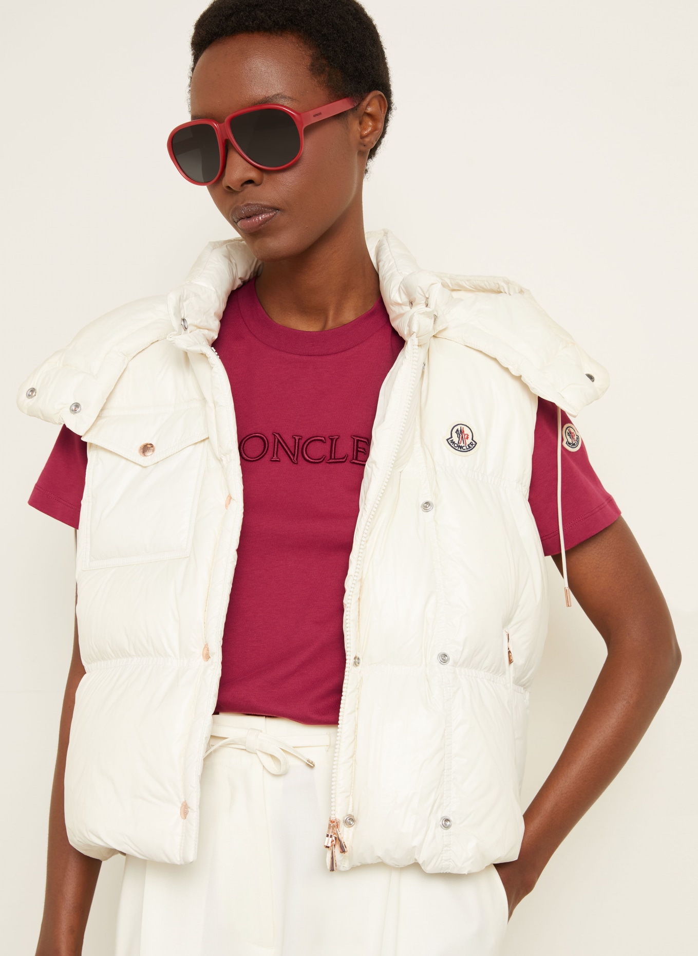 MONCLER tričko: TMAVĚ ČERVENÁ