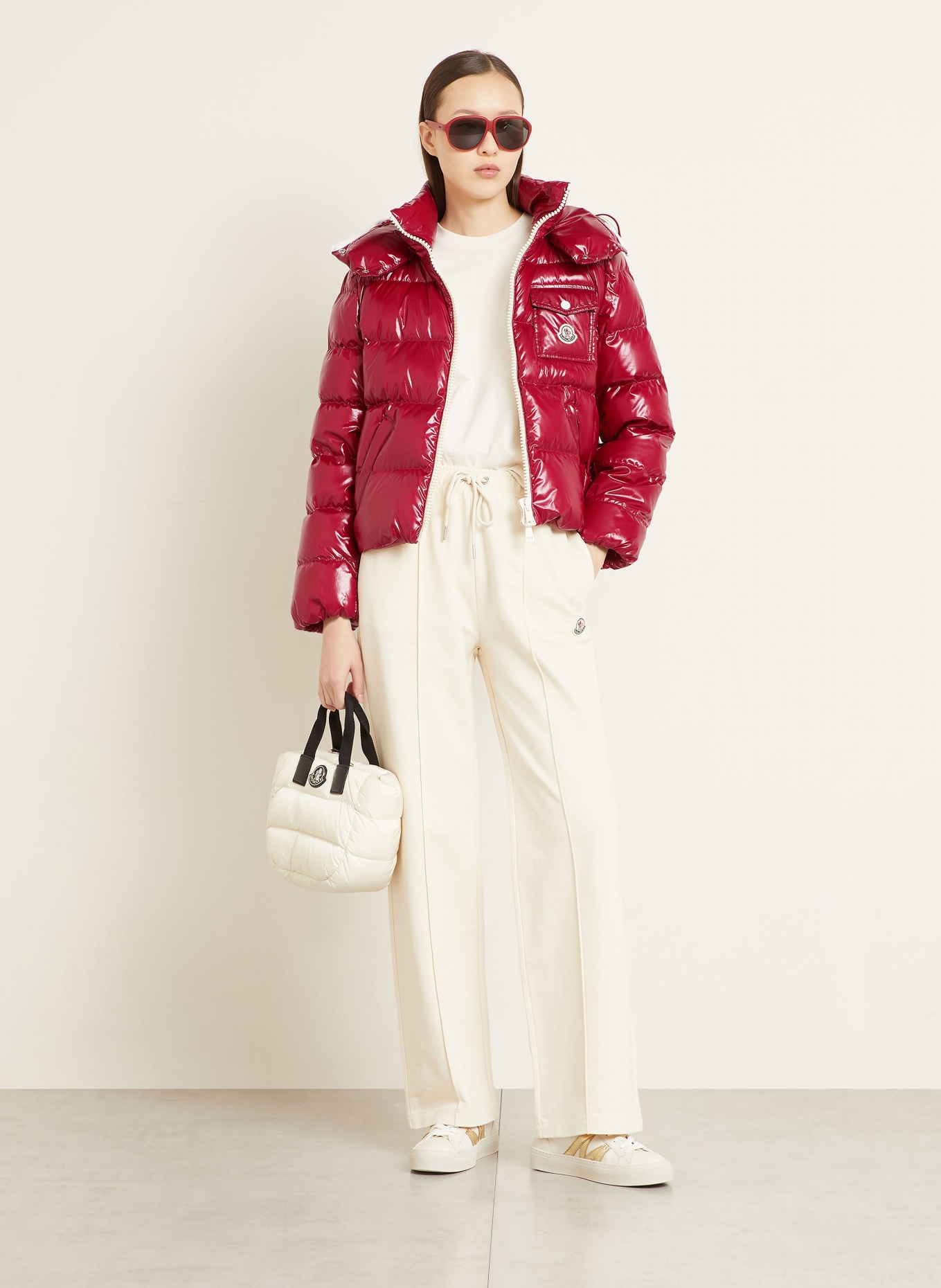 MONCLER Daunenjacke ANDRO mit abnehmbarer Kapuze: DUNKELROT