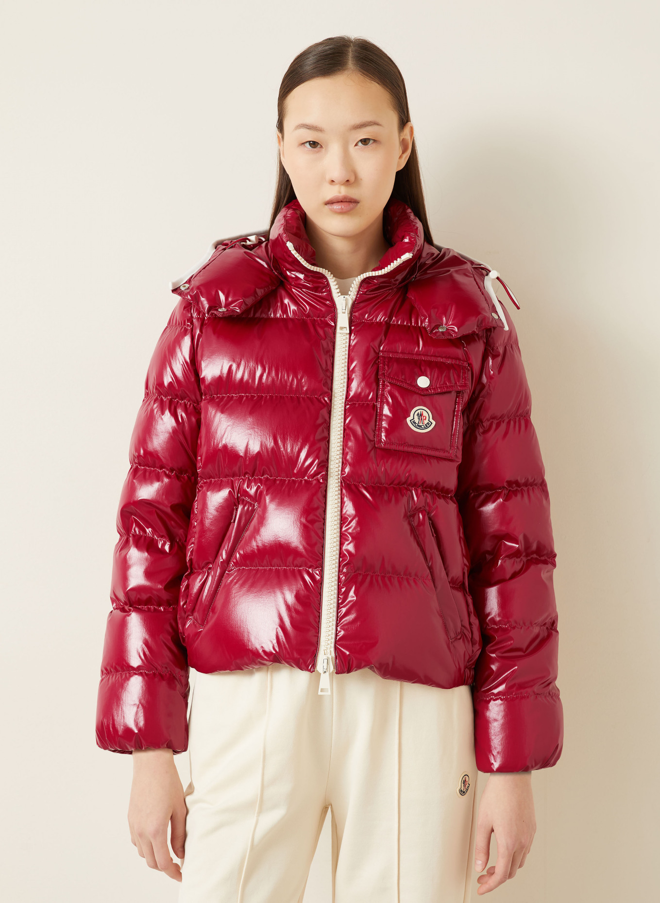 MONCLER Daunenjacke ANDRO mit abnehmbarer Kapuze: DUNKELROT