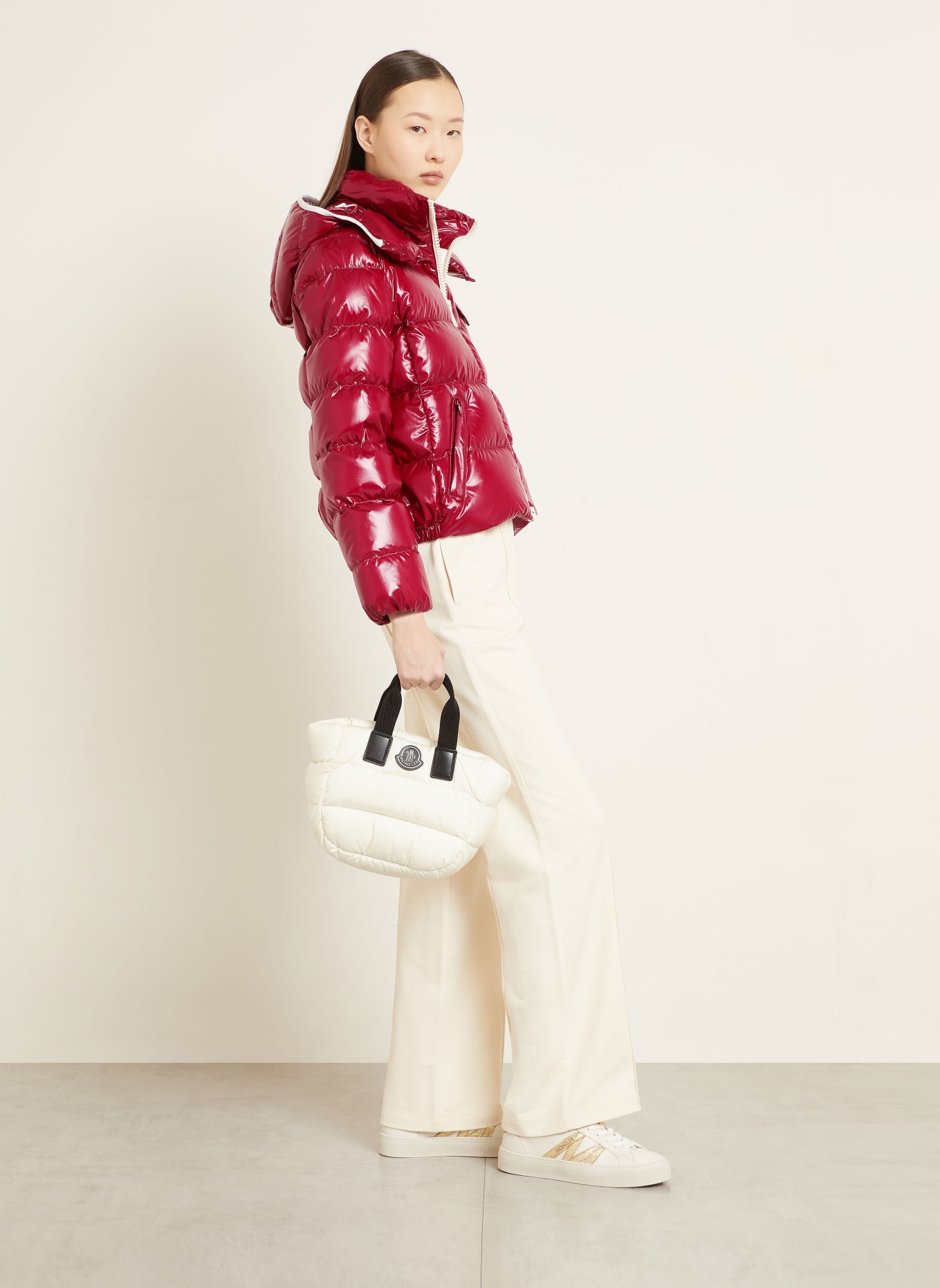 MONCLER Daunenjacke ANDRO mit abnehmbarer Kapuze: DUNKELROT