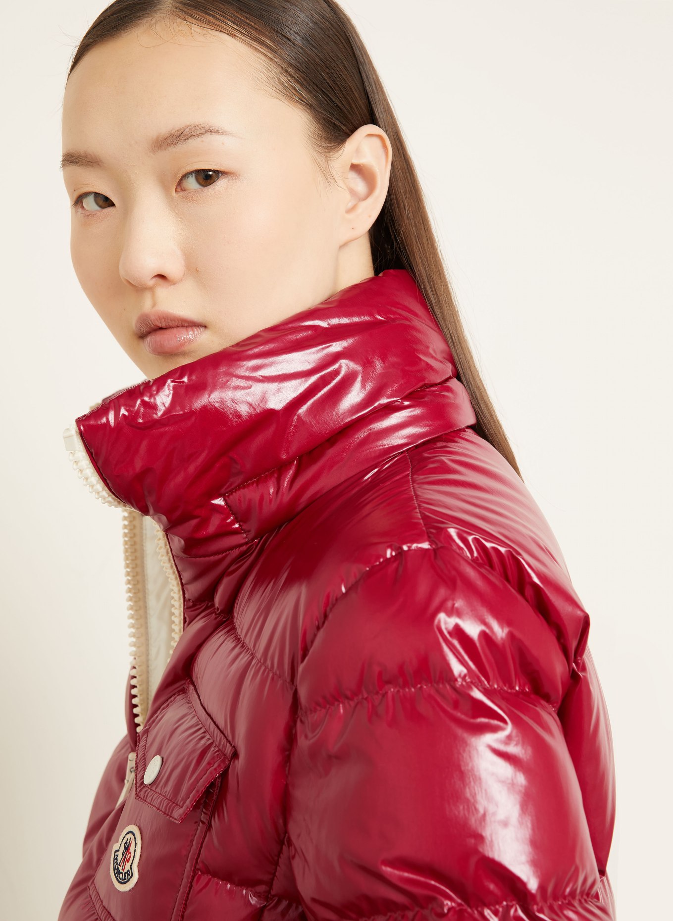 MONCLER Daunenjacke ANDRO mit abnehmbarer Kapuze: DUNKELROT