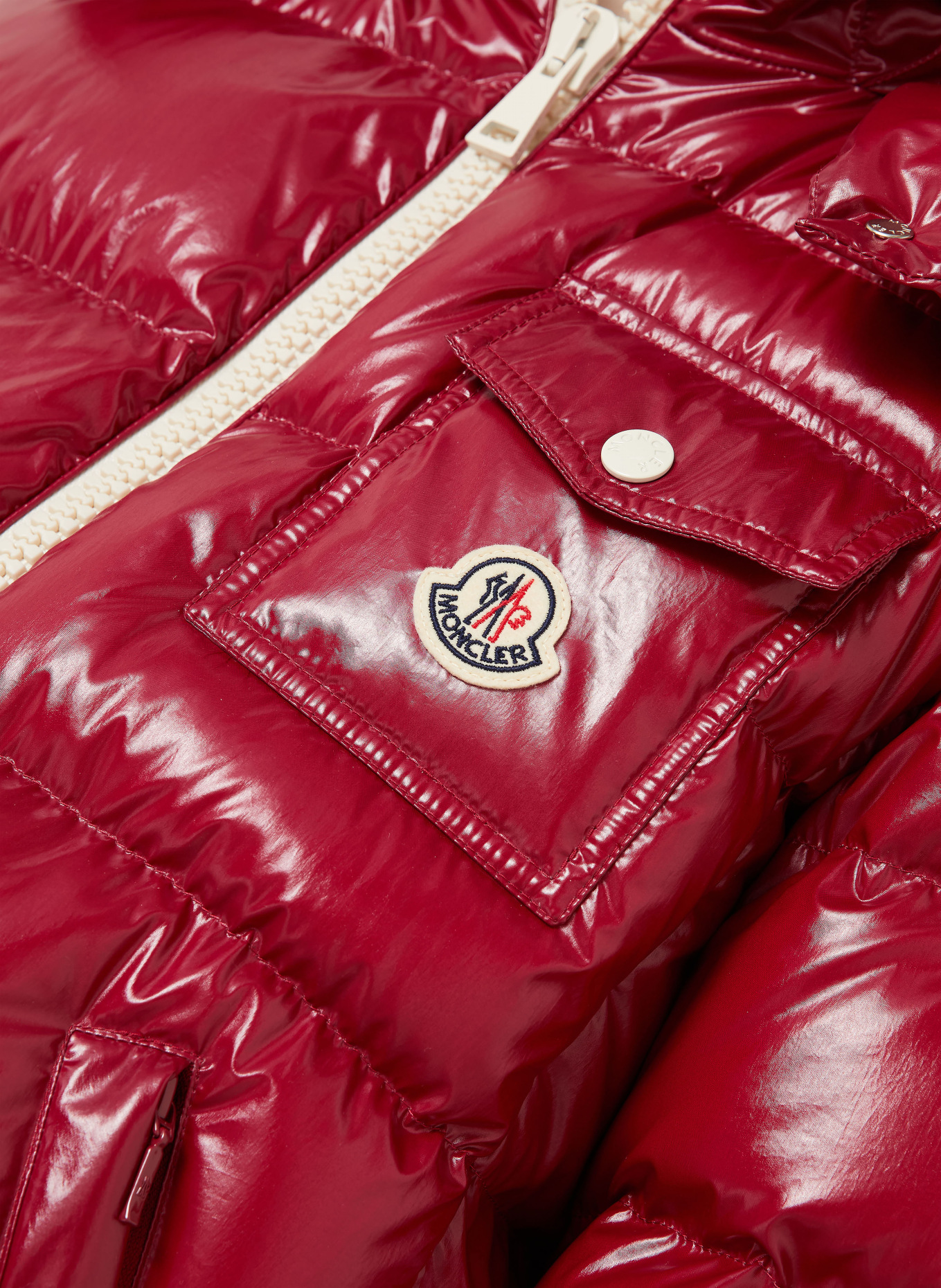 MONCLER Daunenjacke ANDRO mit abnehmbarer Kapuze: DUNKELROT