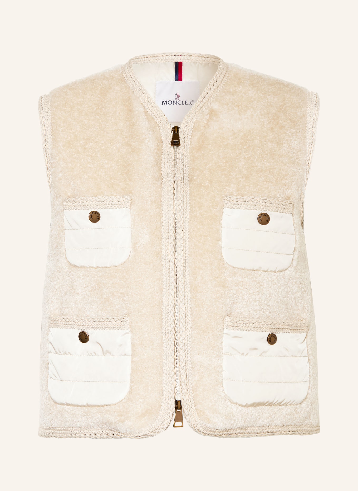MONCLER Faux fur down vest: BEIGE