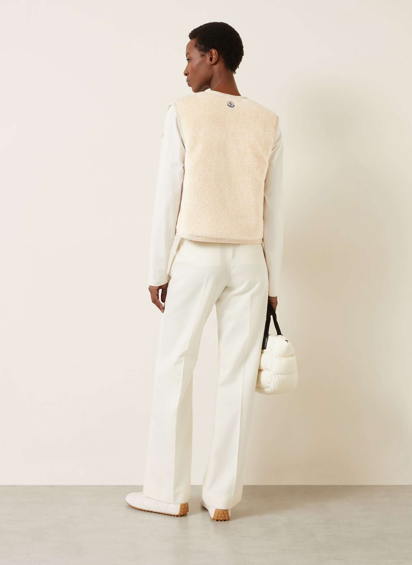 MONCLER Faux fur down vest: BEIGE