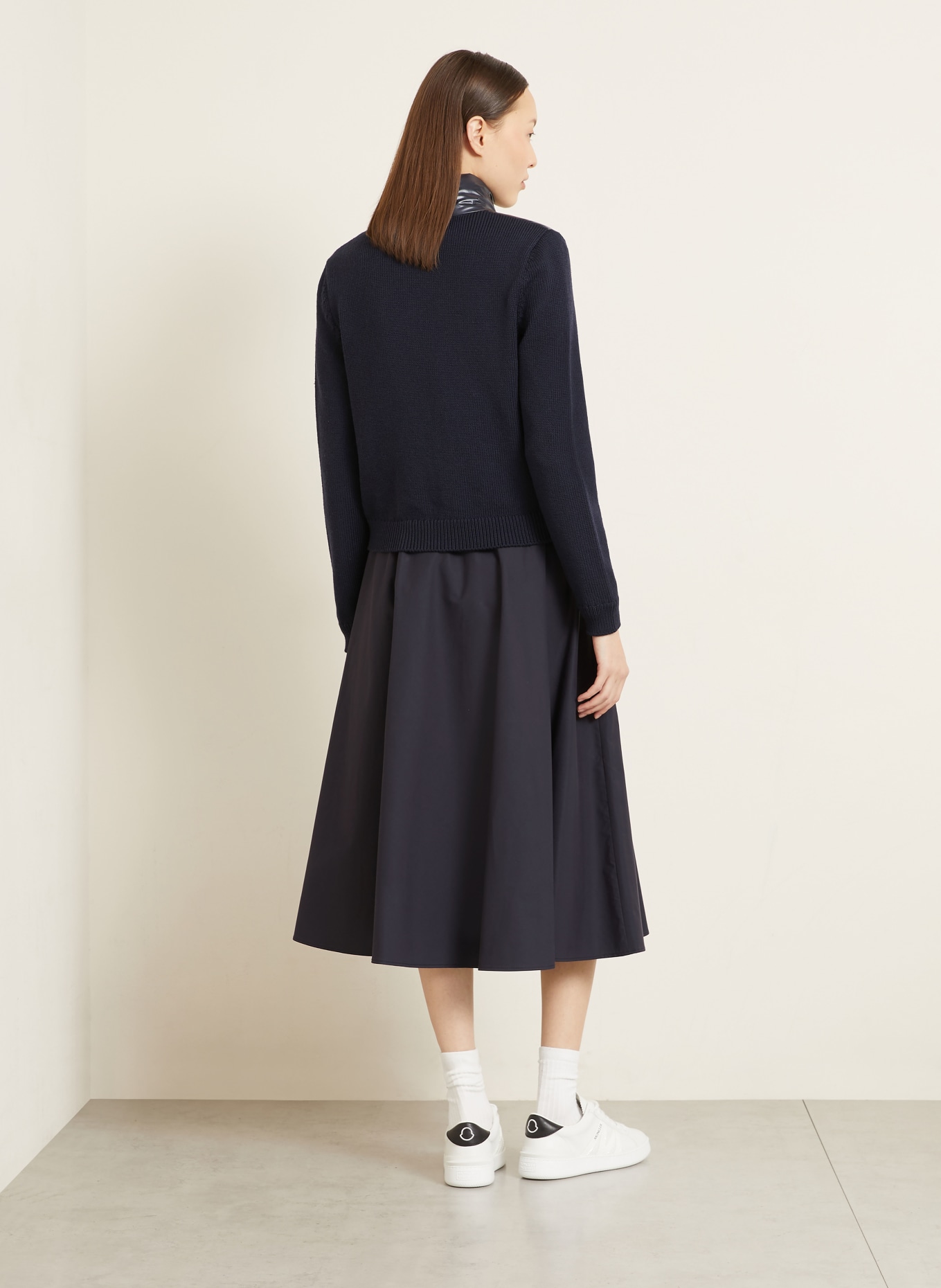 MONCLER Strickjacke im Materialmix: DUNKELBLAU