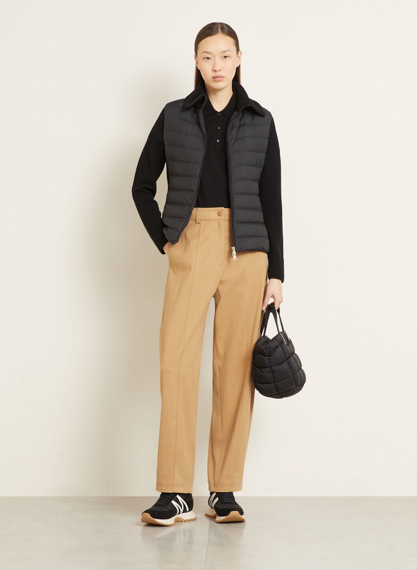 MONCLER Doudoune légère en mélange de matières: NOIR