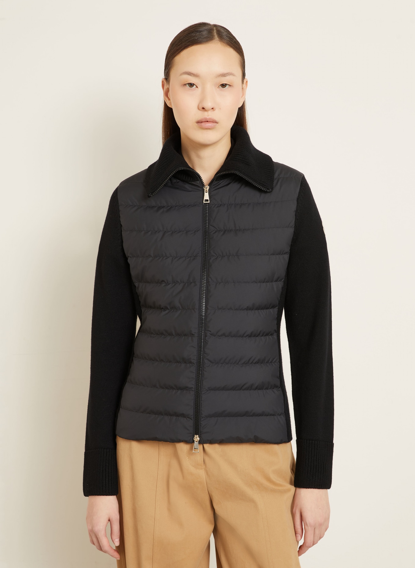 MONCLER Doudoune légère en mélange de matières: NOIR