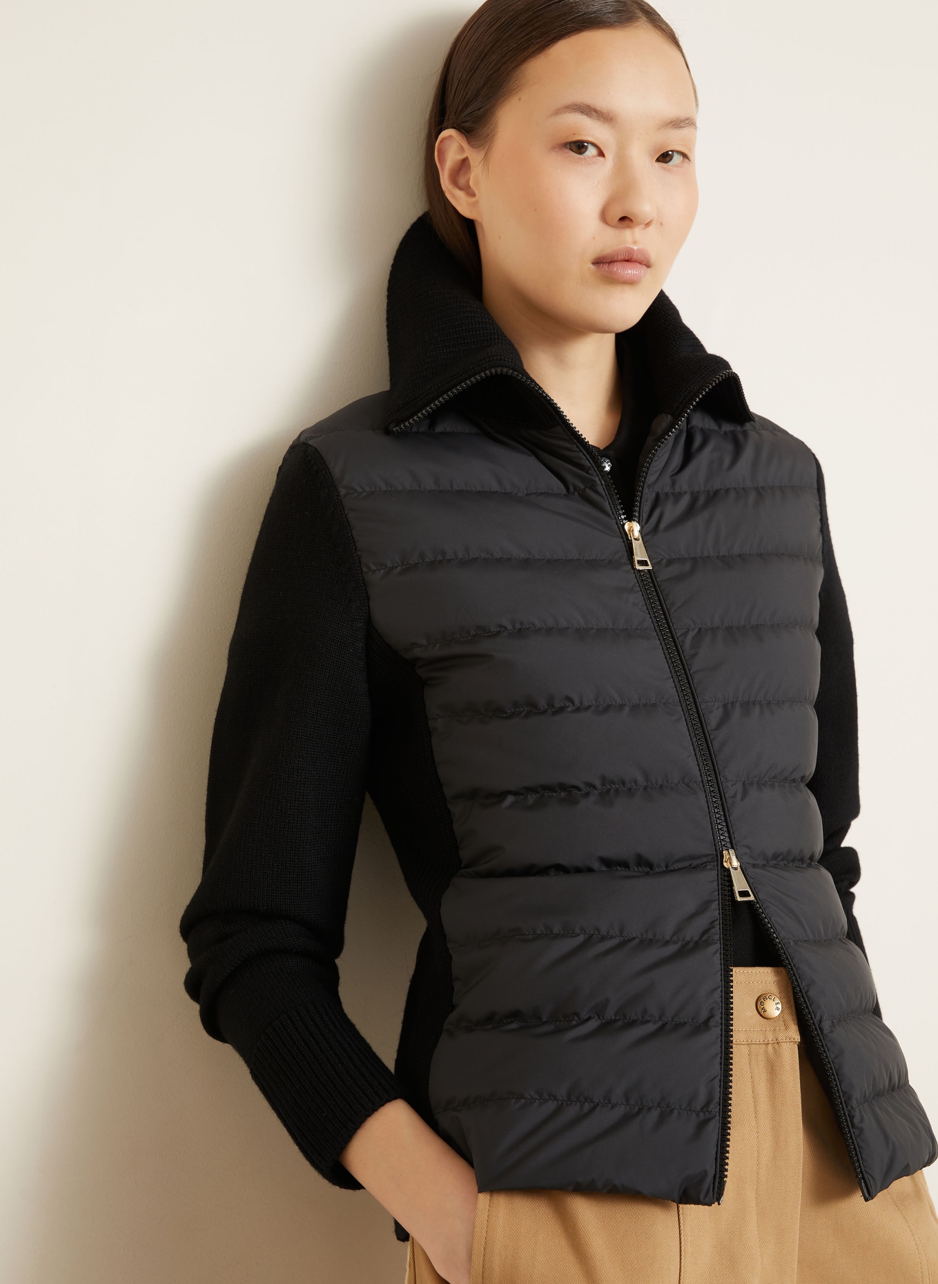 MONCLER Doudoune légère en mélange de matières: NOIR