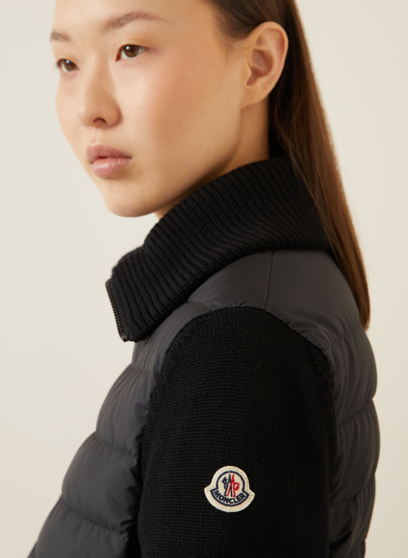 MONCLER Doudoune légère en mélange de matières: NOIR