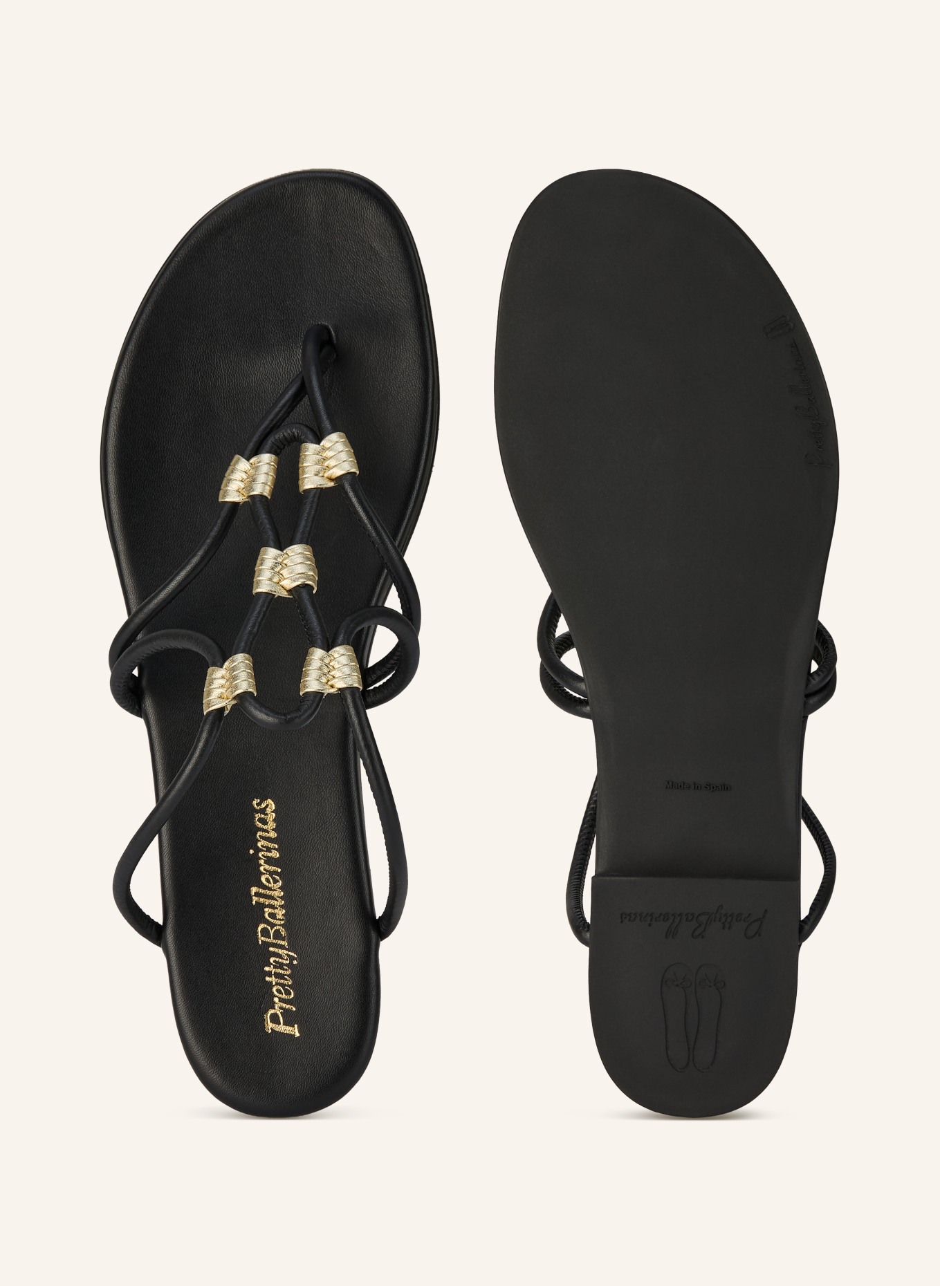 Pretty Ballerinas toe separator: BLACK / GOLD