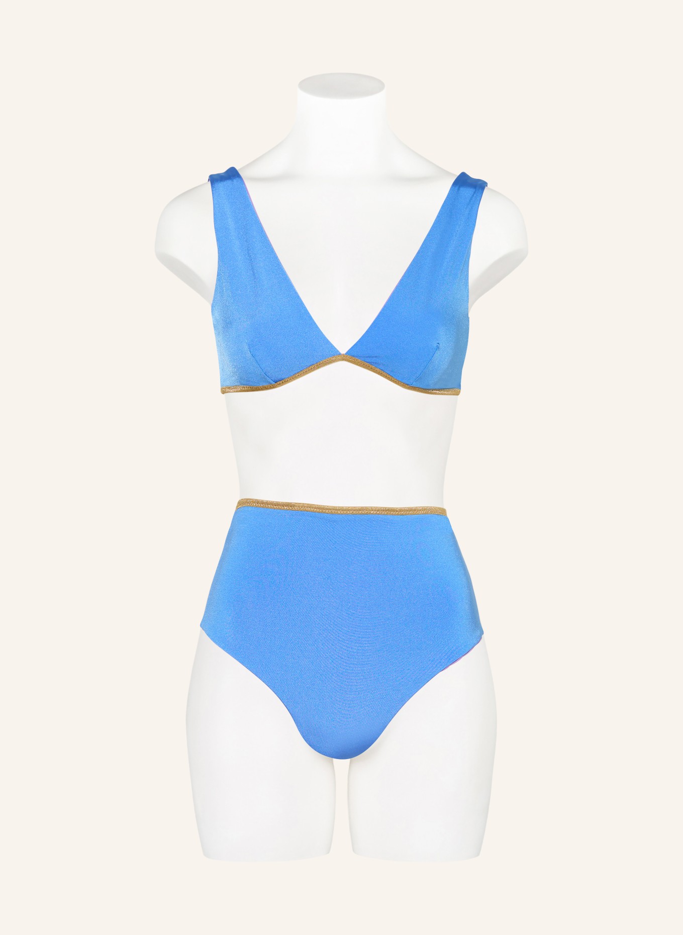 MYMARINI Dvoudílné bikiny SHINE s UV ochranou 50+: TMAVĚ MODRÁ / ZLATÁ / SVĚTLE FIALOVÁ