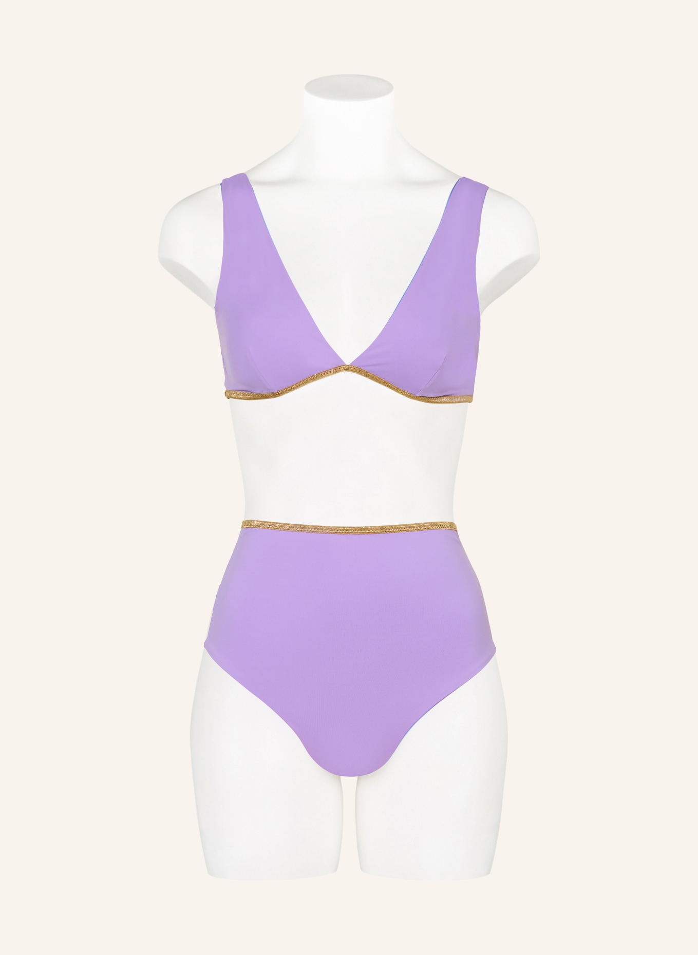 MYMARINI Dvoudílné bikiny SHINE s UV ochranou 50+: TMAVĚ MODRÁ / ZLATÁ / SVĚTLE FIALOVÁ