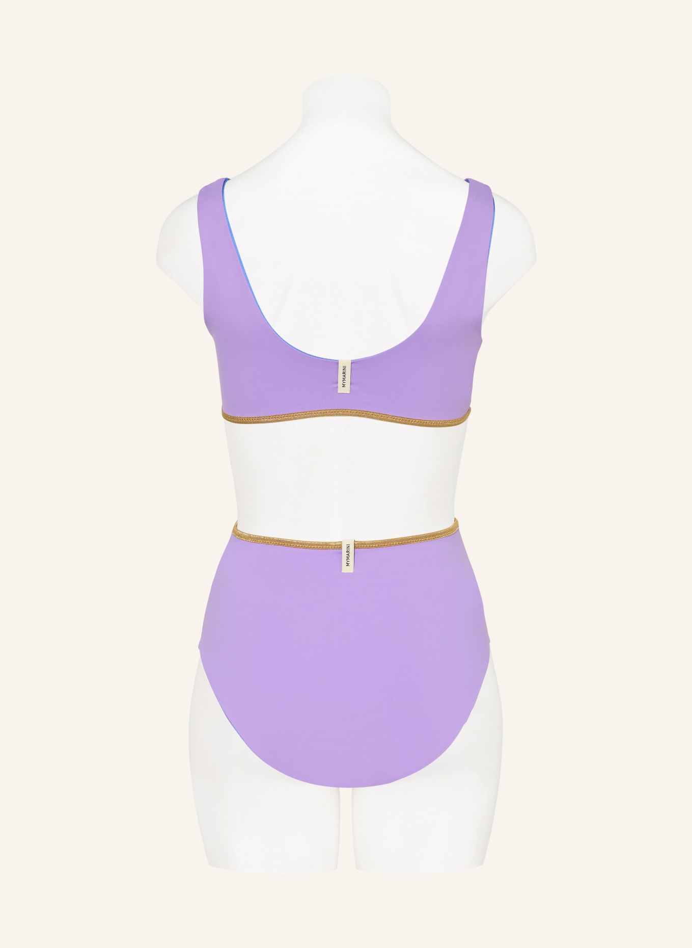 MYMARINI Dvoudílné bikiny SHINE s UV ochranou 50+: TMAVĚ MODRÁ / ZLATÁ / SVĚTLE FIALOVÁ