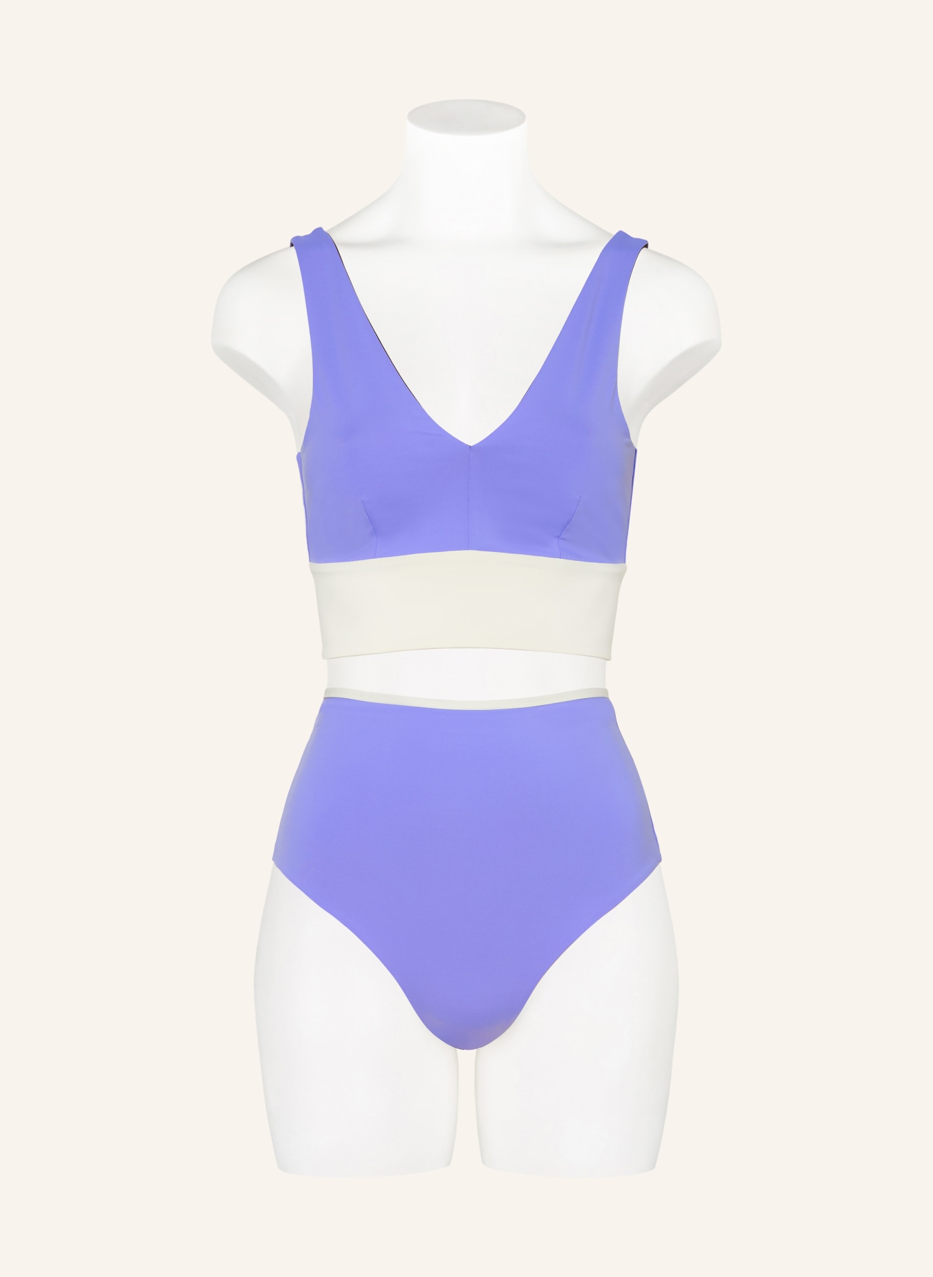 MYMARINI Odwracalne figi bikini SHINE z wysokim stanem i ochroną UV 50+: JASNOFIOLETOWY / ZŁOTY / CIEMNOBRĄZOWY