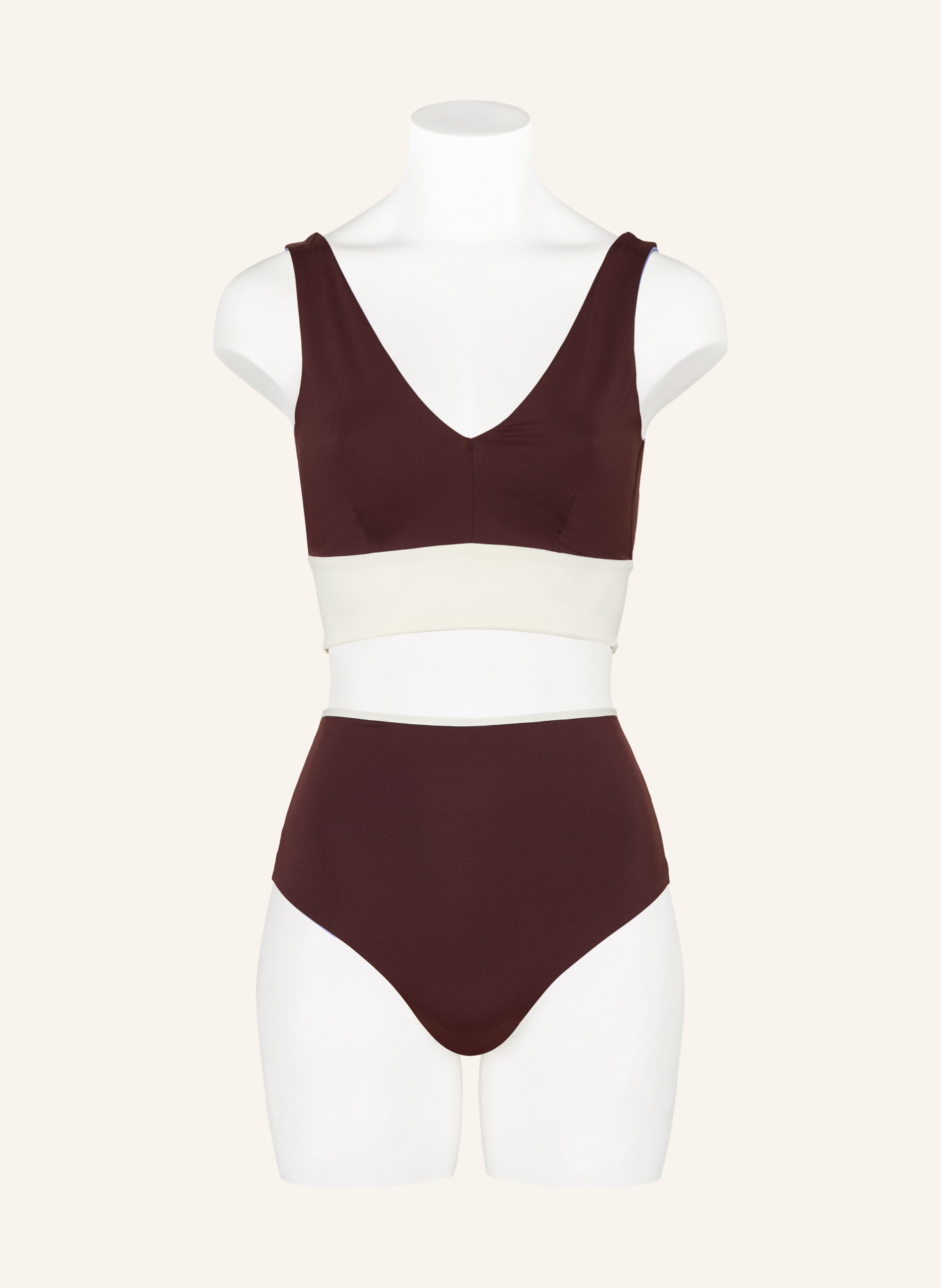 MYMARINI Odwracalne figi bikini SHINE z wysokim stanem i ochroną UV 50+: JASNOFIOLETOWY / ZŁOTY / CIEMNOBRĄZOWY