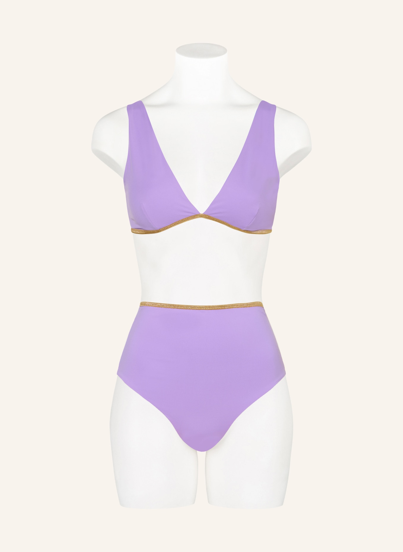 MYMARINI Odwracalne figi bikini SHINE z wysokim stanem i ochroną UV 50+: JASNONIEBIESKI / ZŁOTY / JASNOFIOLETOWY