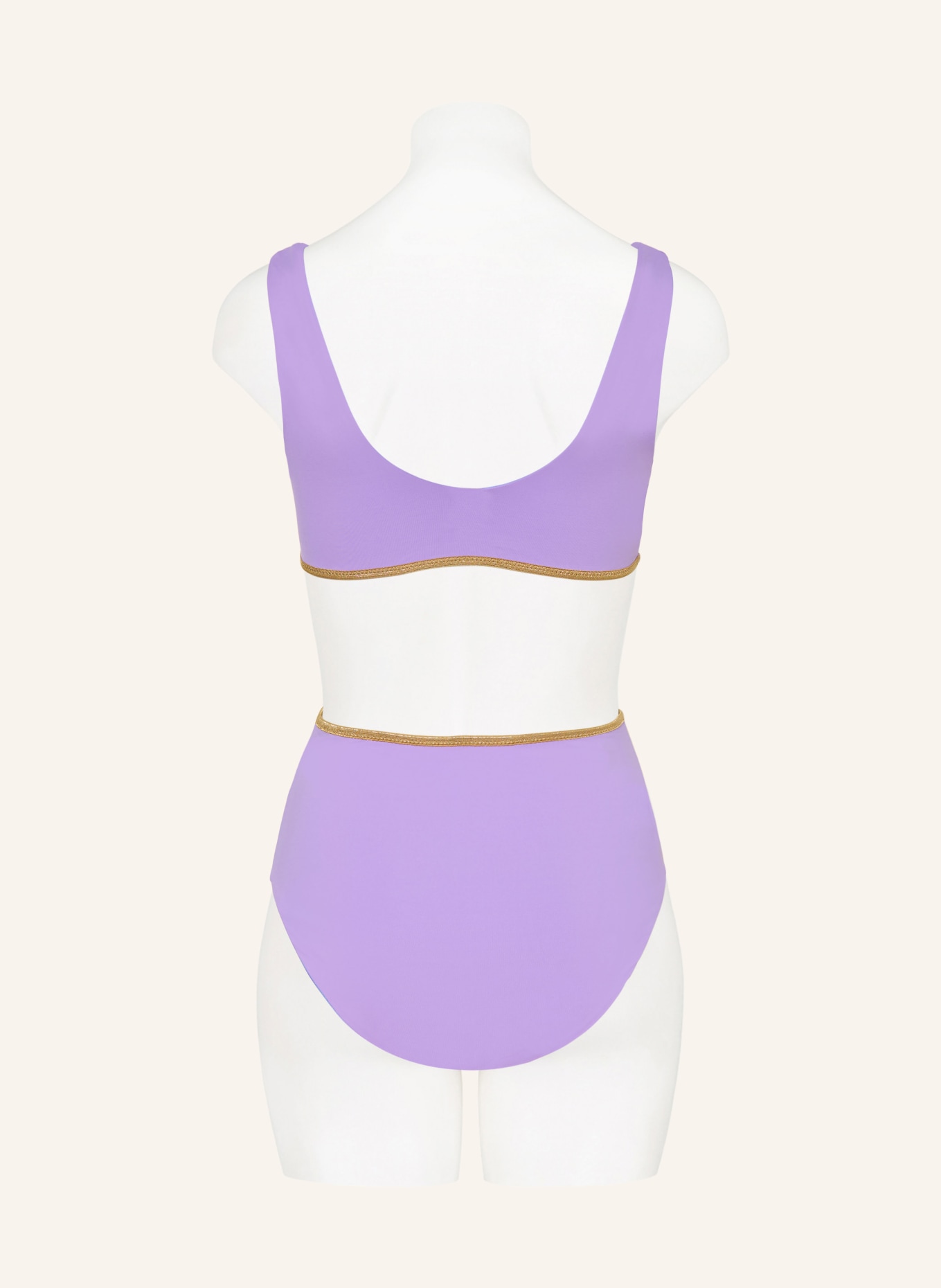 MYMARINI Odwracalne figi bikini SHINE z wysokim stanem i ochroną UV 50+: JASNONIEBIESKI / ZŁOTY / JASNOFIOLETOWY