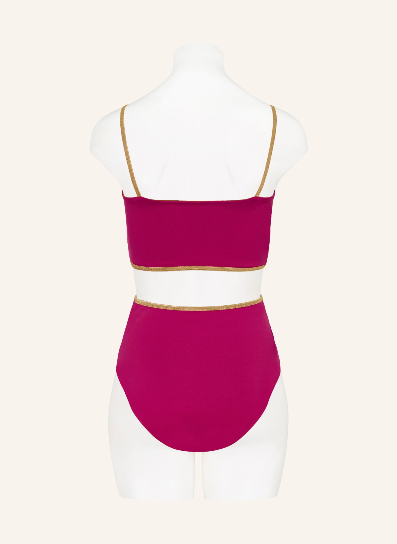 MYMARINI Odwracalne figi bikini SHINE z wysokim stanem i ochroną UV 50+: BRĄZOWY / ZŁOTY / MOCNORÓŻOWY