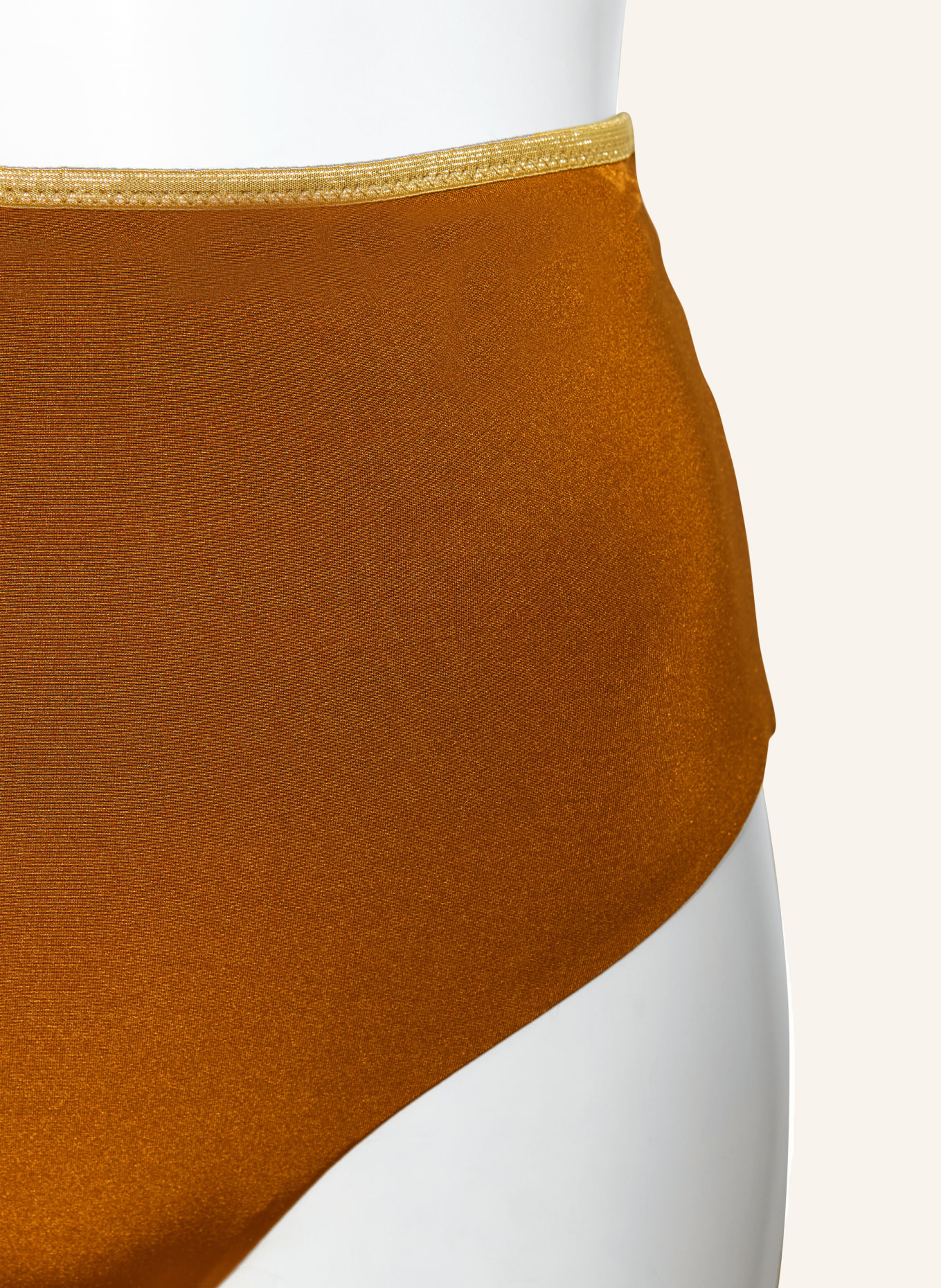 MYMARINI Odwracalne figi bikini SHINE z wysokim stanem i ochroną UV 50+: BRĄZOWY / ZŁOTY / MOCNORÓŻOWY