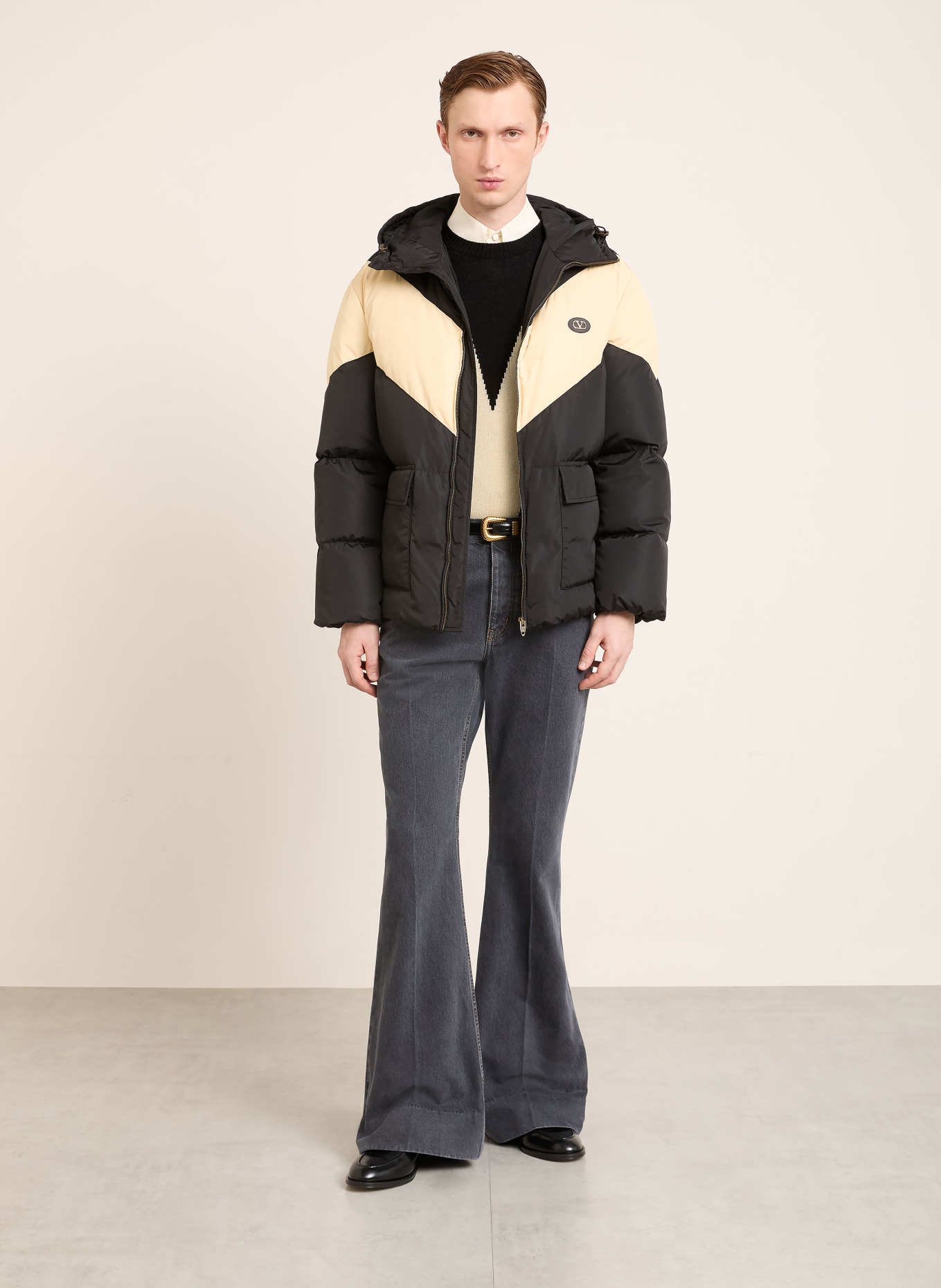 VALENTINO sweter: CZARNY / KREMOWY