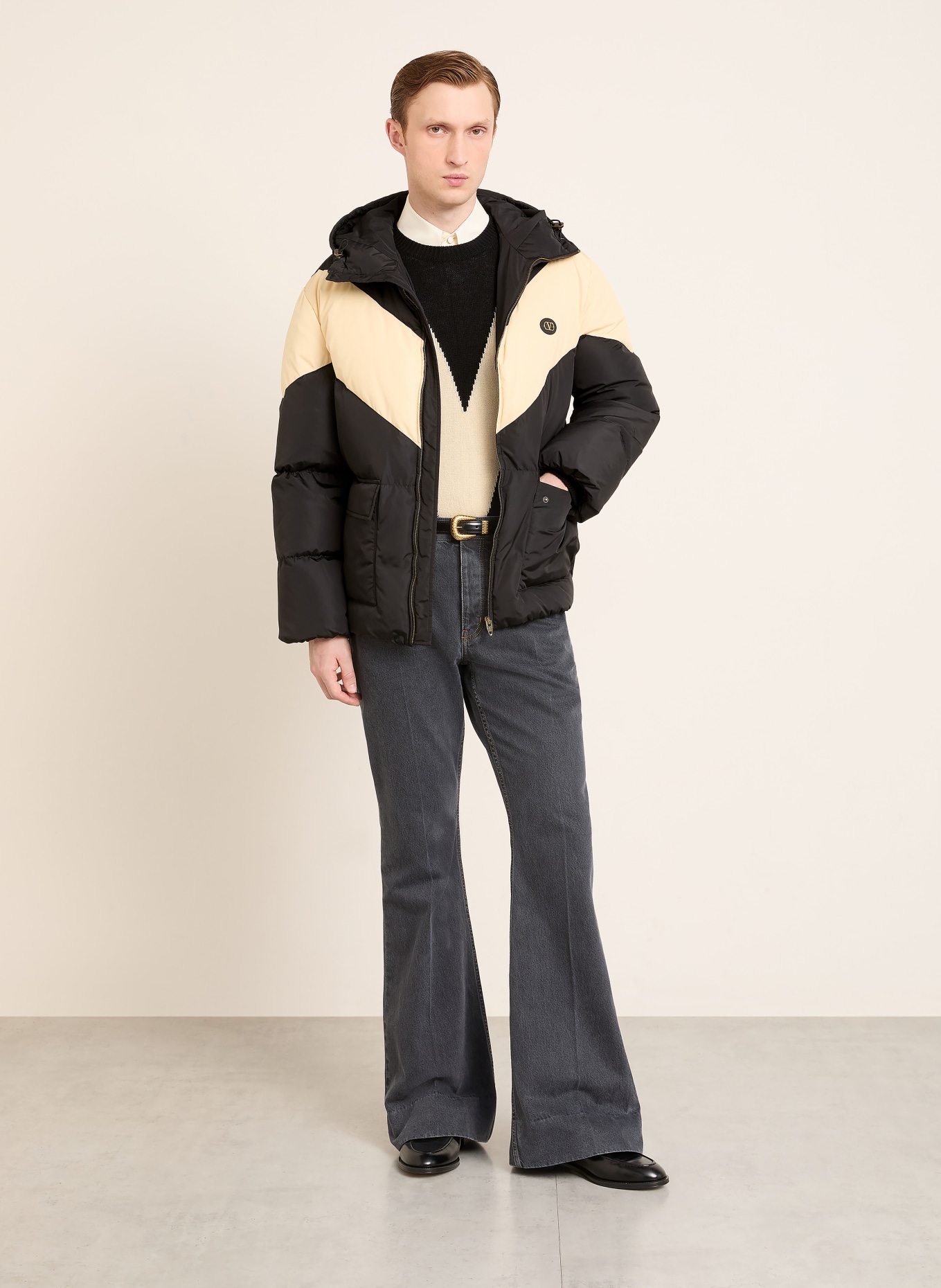 VALENTINO kurtka puchowa: CZARNY / JASNOŻÓŁTY