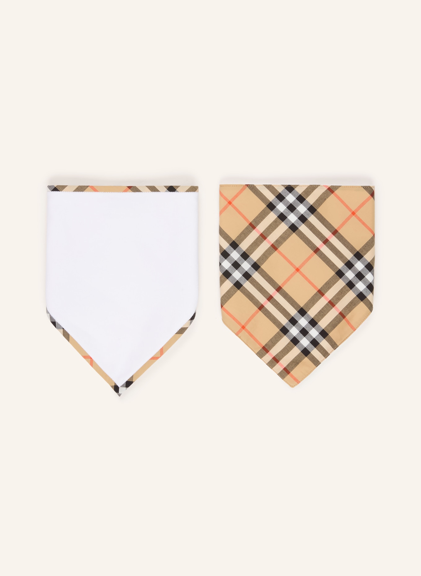 BURBERRY 2er-Set Lätzchen: WEISS / CAMEL / SCHWARZ