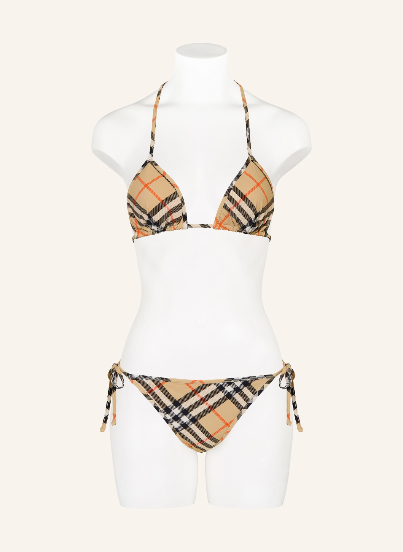 BURBERRY Trojúhelníkové bikiny: BÉŽOVÁ / ORANŽOVÁ / ČERNÁ