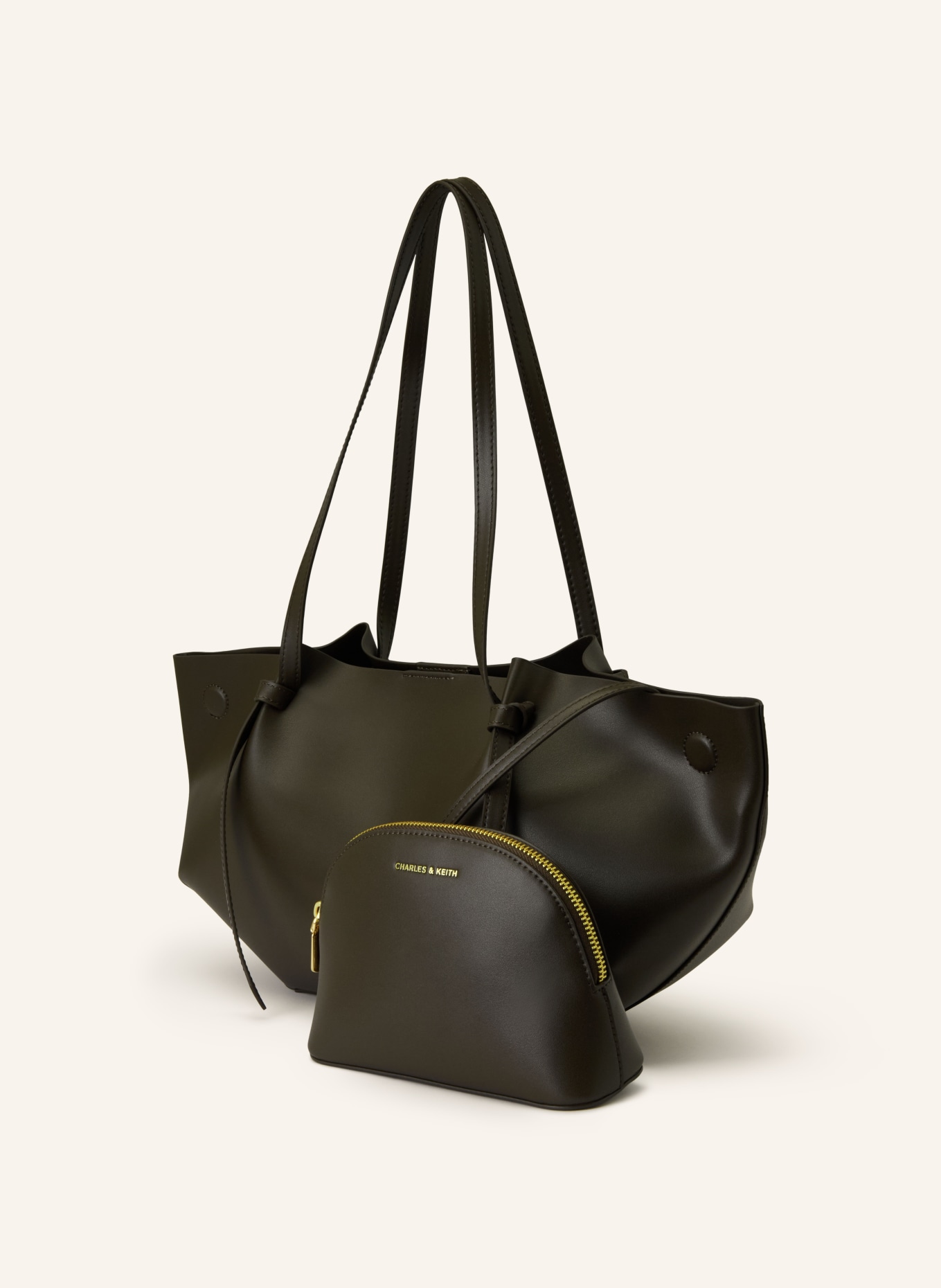 CHARLES & KEITH  CALLA shopper bag with pouch: DARK GREEN