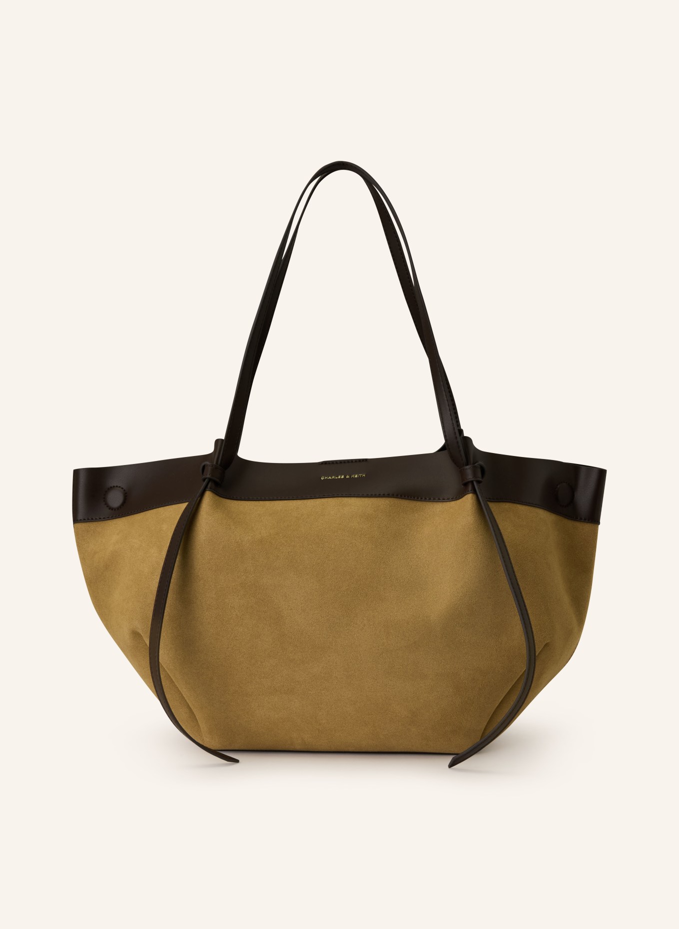 CHARLES & KEITH  CALLA shopper bag with pouch: COGNAC / DARK BROWN