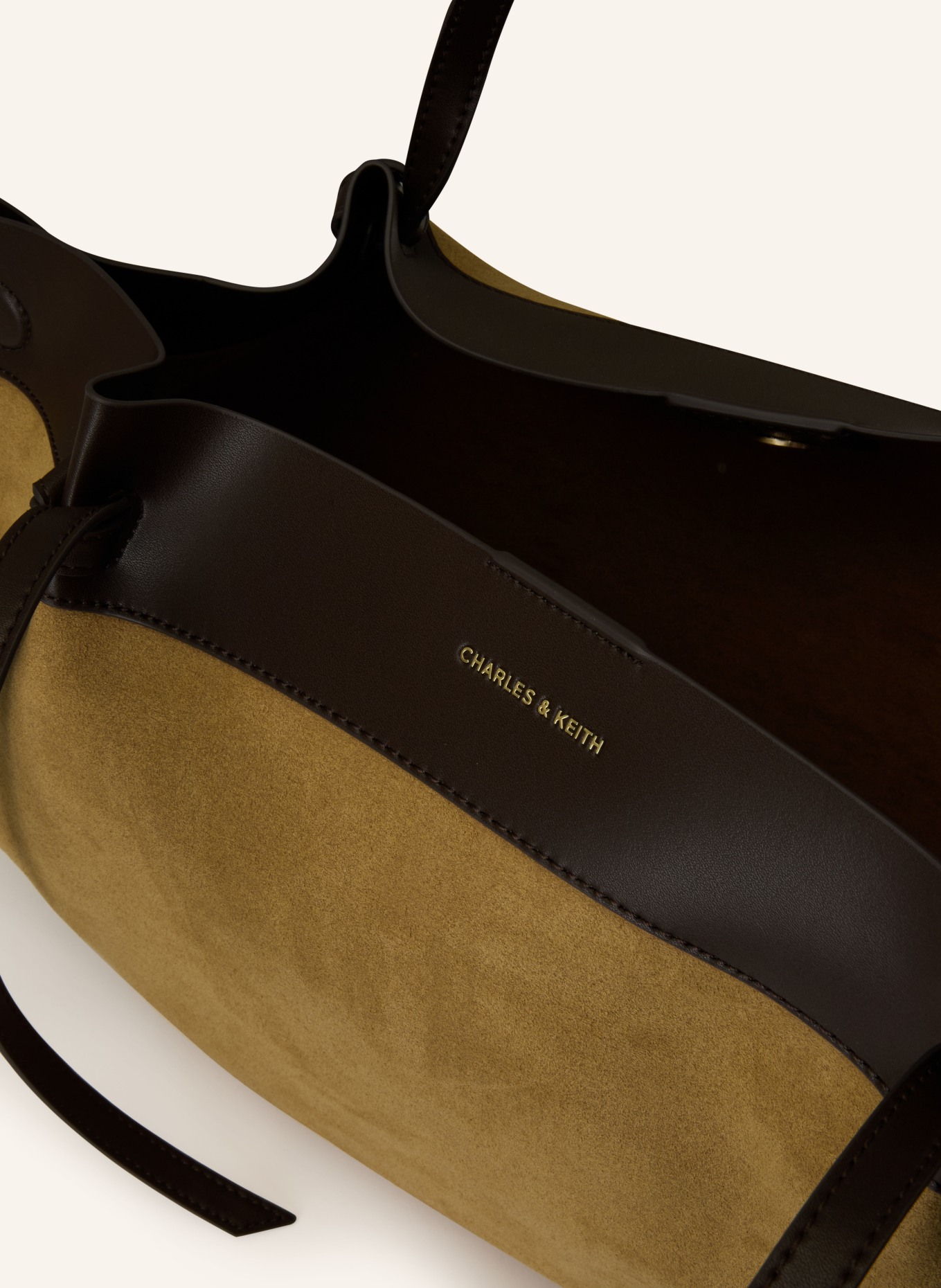 CHARLES & KEITH  CALLA shopper bag with pouch: COGNAC / DARK BROWN