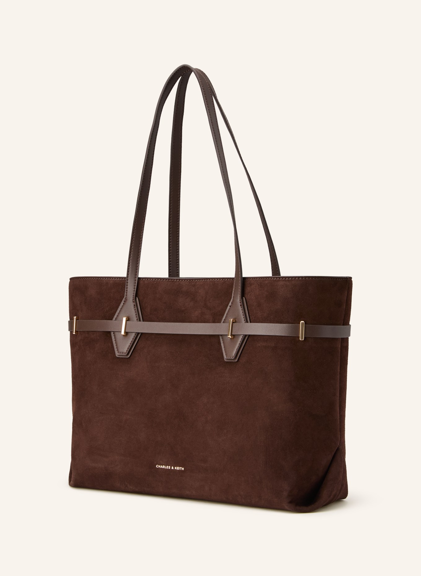 CHARLES & KEITH  ARLET TOTE Shopper: DARK BROWN / GOLD
