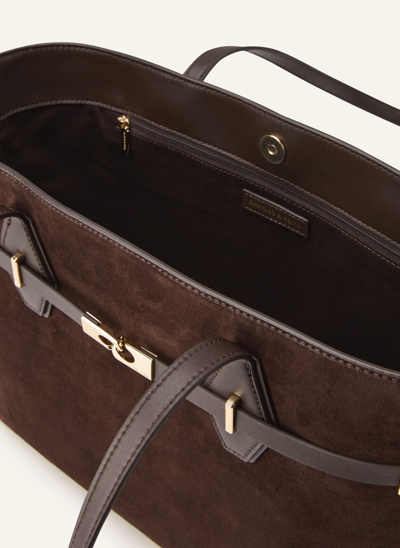 CHARLES & KEITH  ARLET TOTE Shopper: DARK BROWN / GOLD