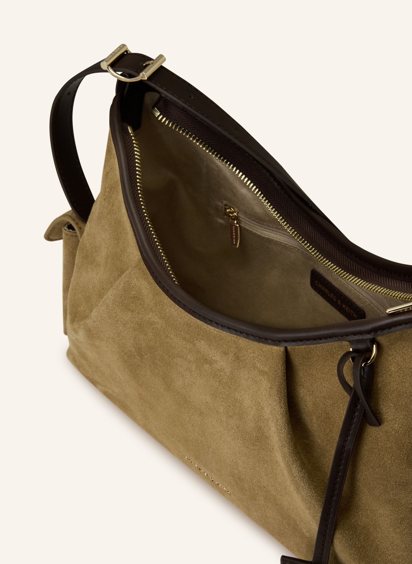 CHARLES & KEITH  Taška přes rameno KHAI MEDIUM: KOŇAKOVÁ / TMAVĚ HNĚDÁ