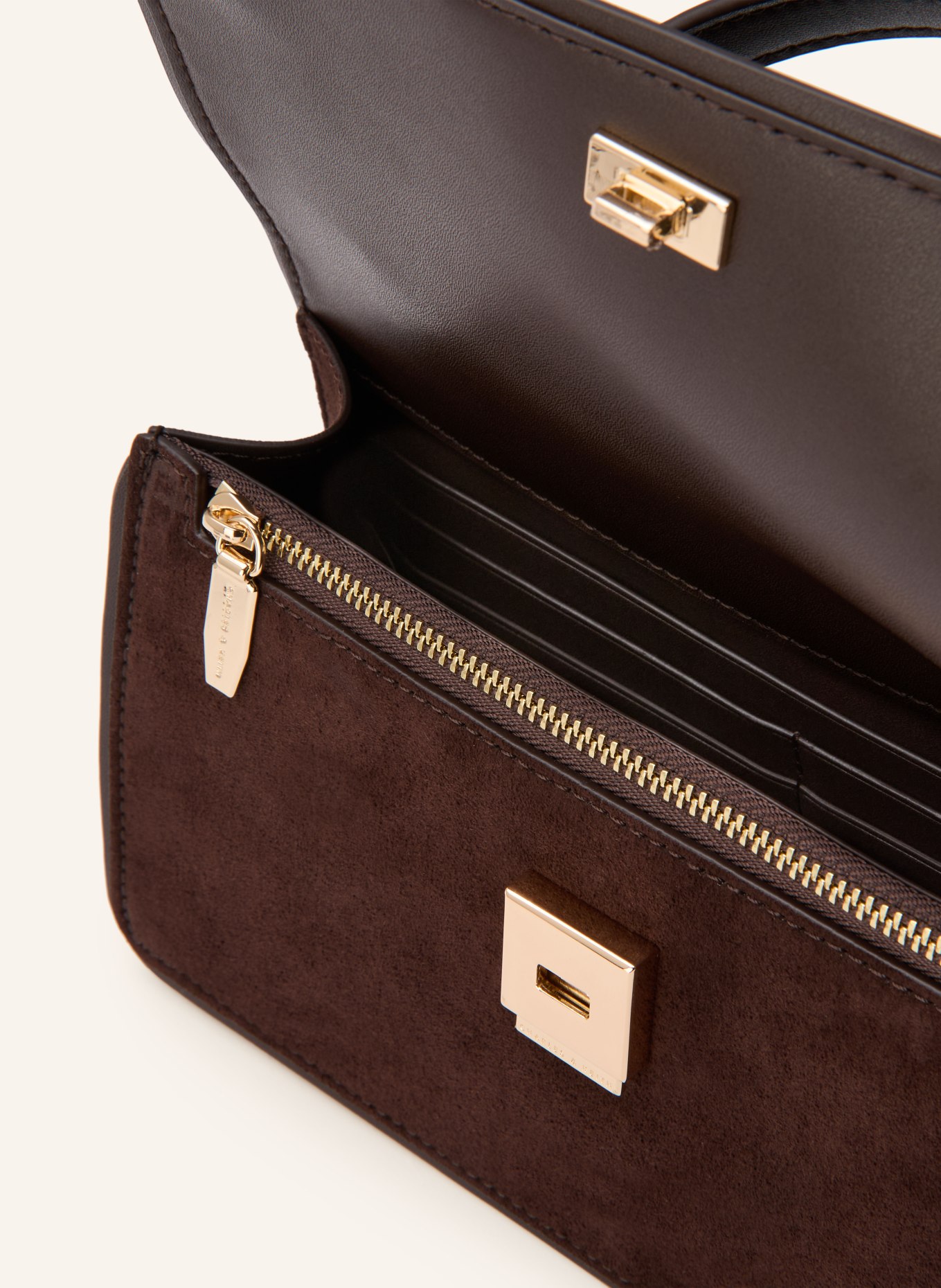 CHARLES & KEITH  ARLET TOPHANDLE shoulder bag: DARK BROWN / GOLD