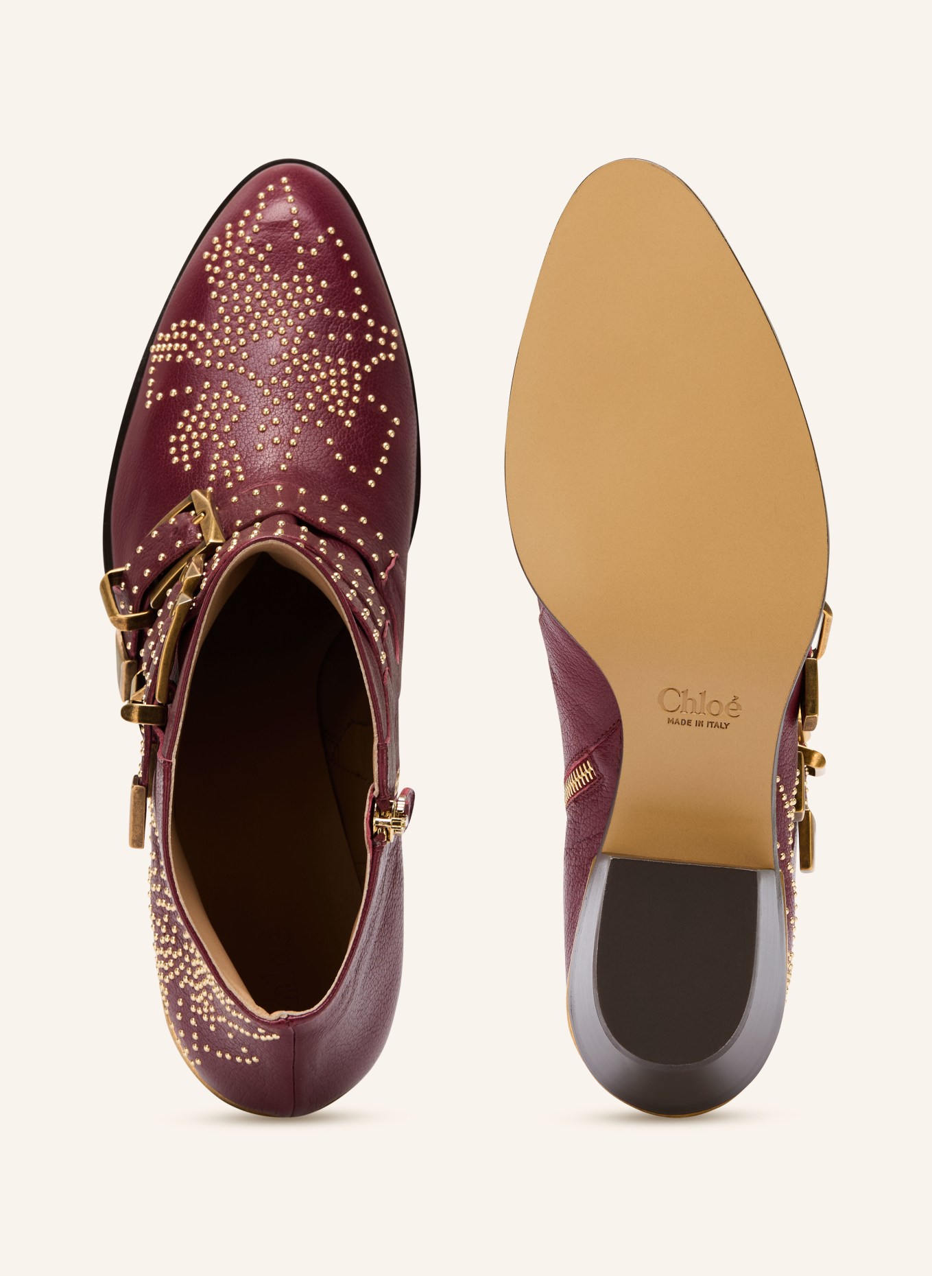 Chloé Stiefeletten SUSAN mit Nieten: 602 Grenat