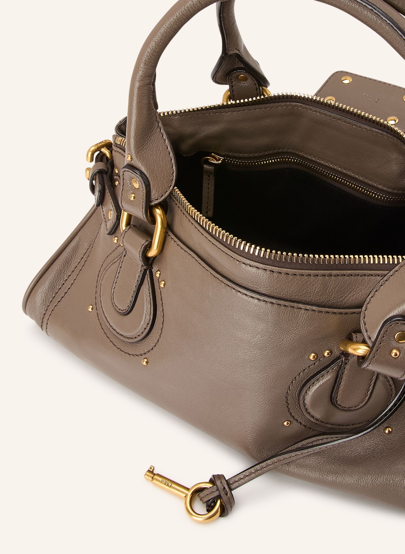 Chloé Handtasche PADDINGTON mit Nieten: Flannel Grey