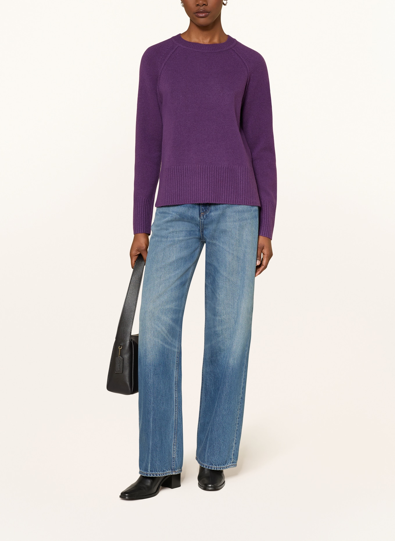 HOBBS MANDY sweater made from merino wool: DARK PURPLE
